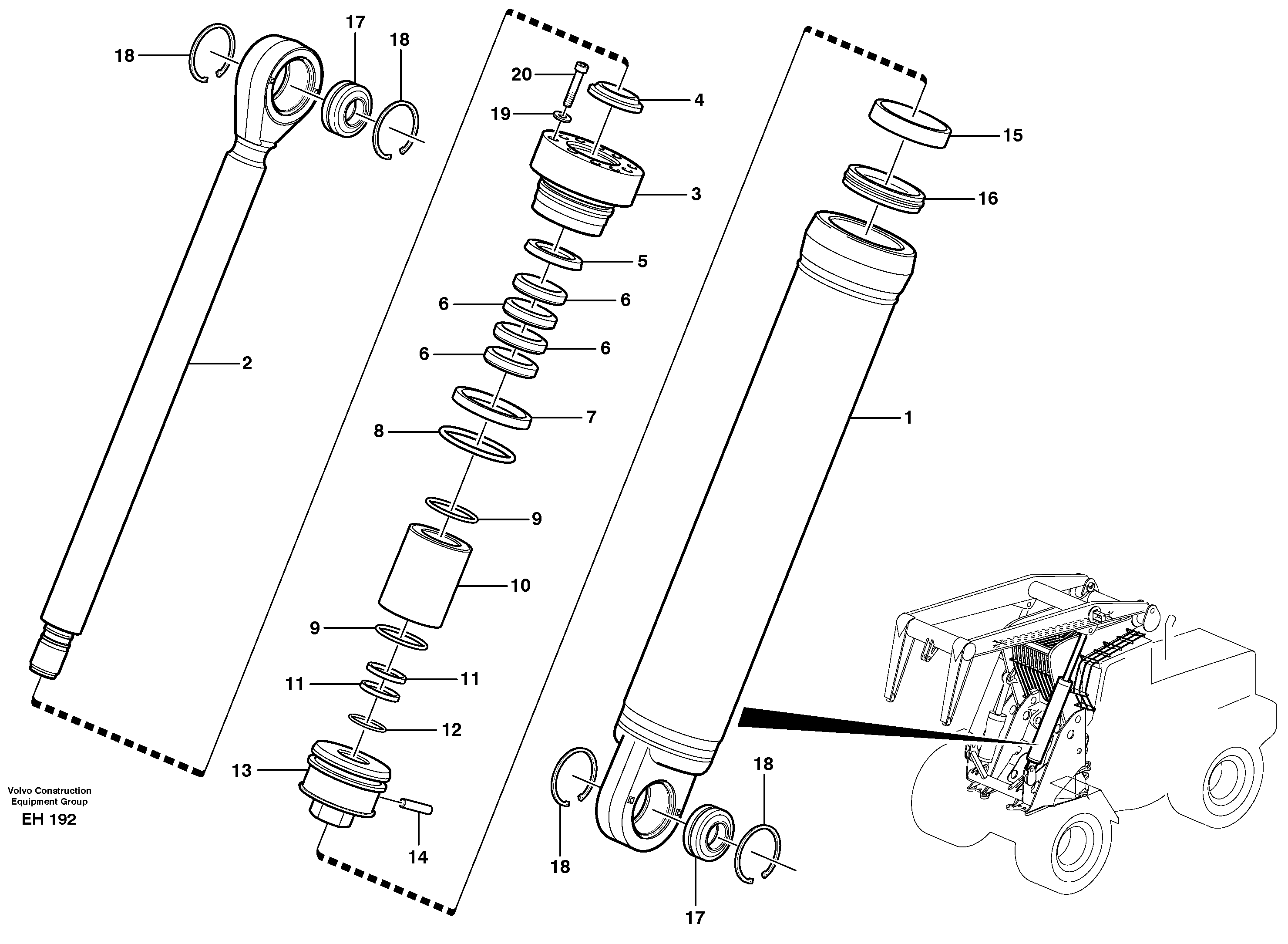 Схема запчастей Volvo L180D - 15453 Гидроцилиндр (цилиндр) подъемный L180D HIGH-LIFT