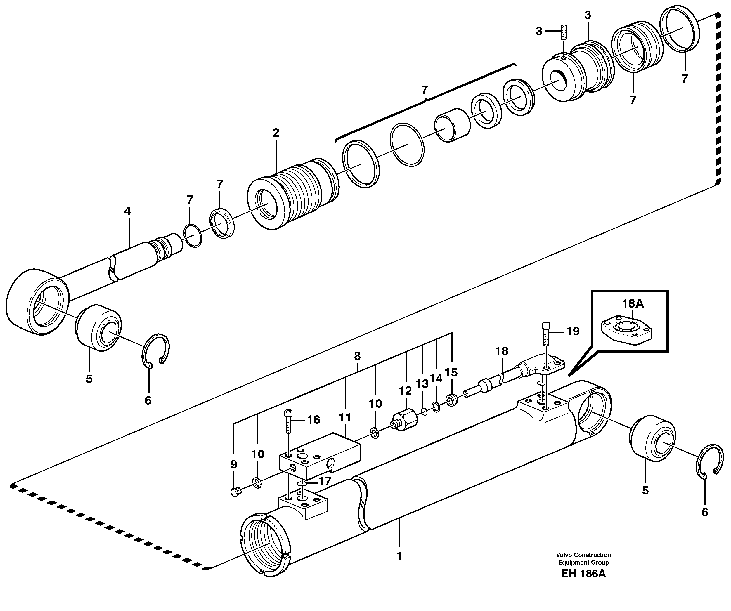 Схема запчастей Volvo L180D - 59251 Hydraulic cylinder with clutch body L180D HIGH-LIFT