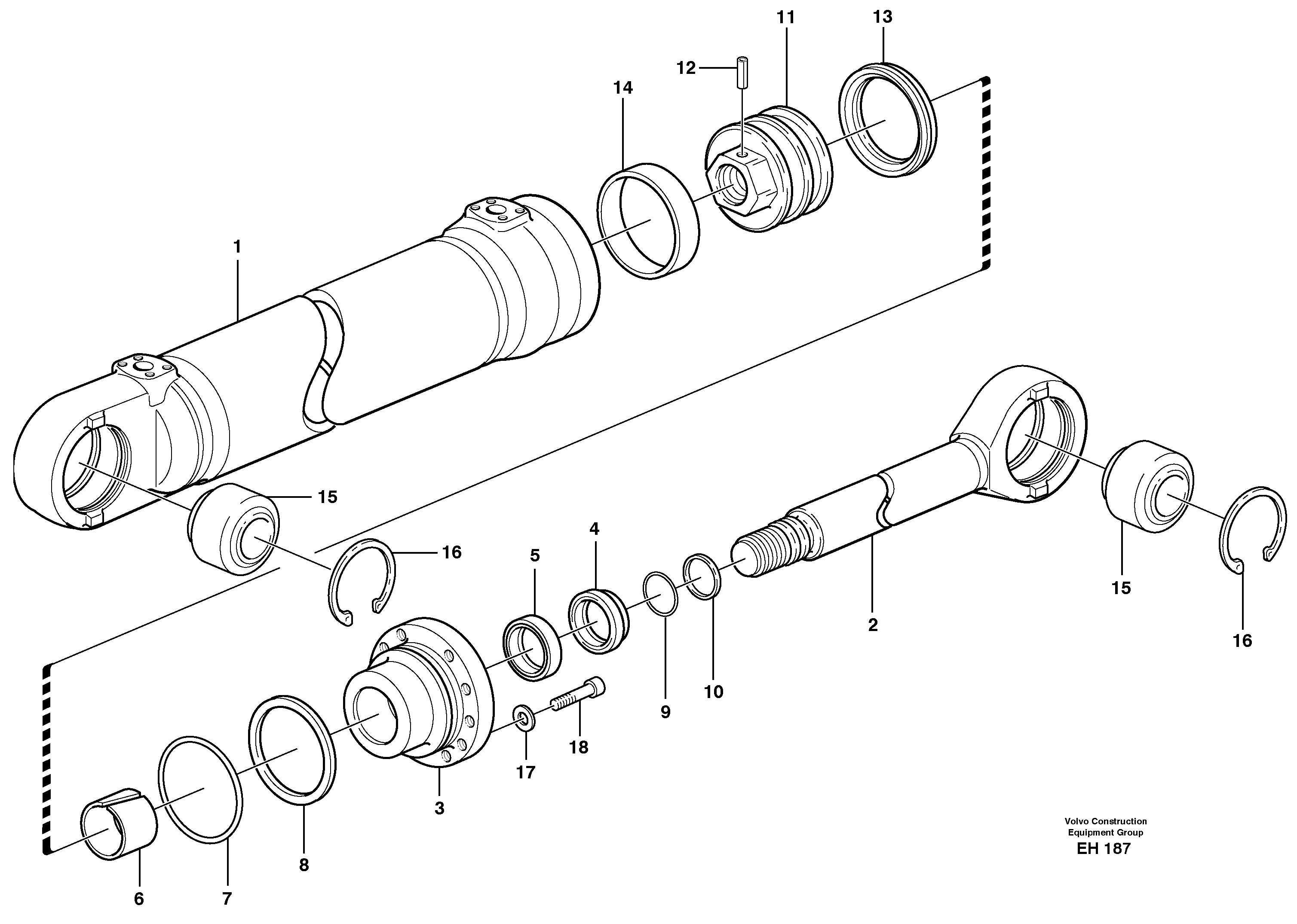 Схема запчастей Volvo L180D - 61812 Hydraulic cylinder, tilting L180D HIGH-LIFT