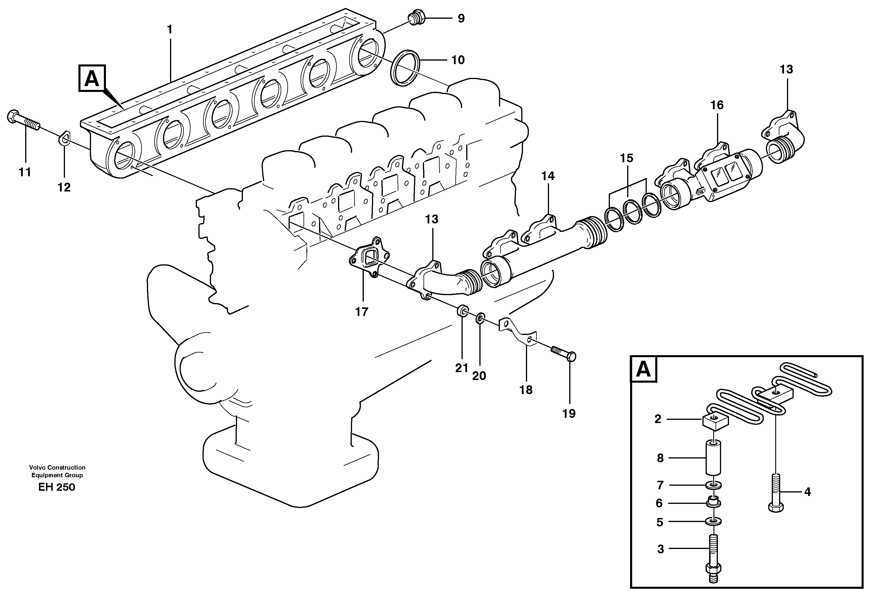 Схема запчастей Volvo L180D - 18118 Inlet manifold and exhaust manifold L180D HIGH-LIFT