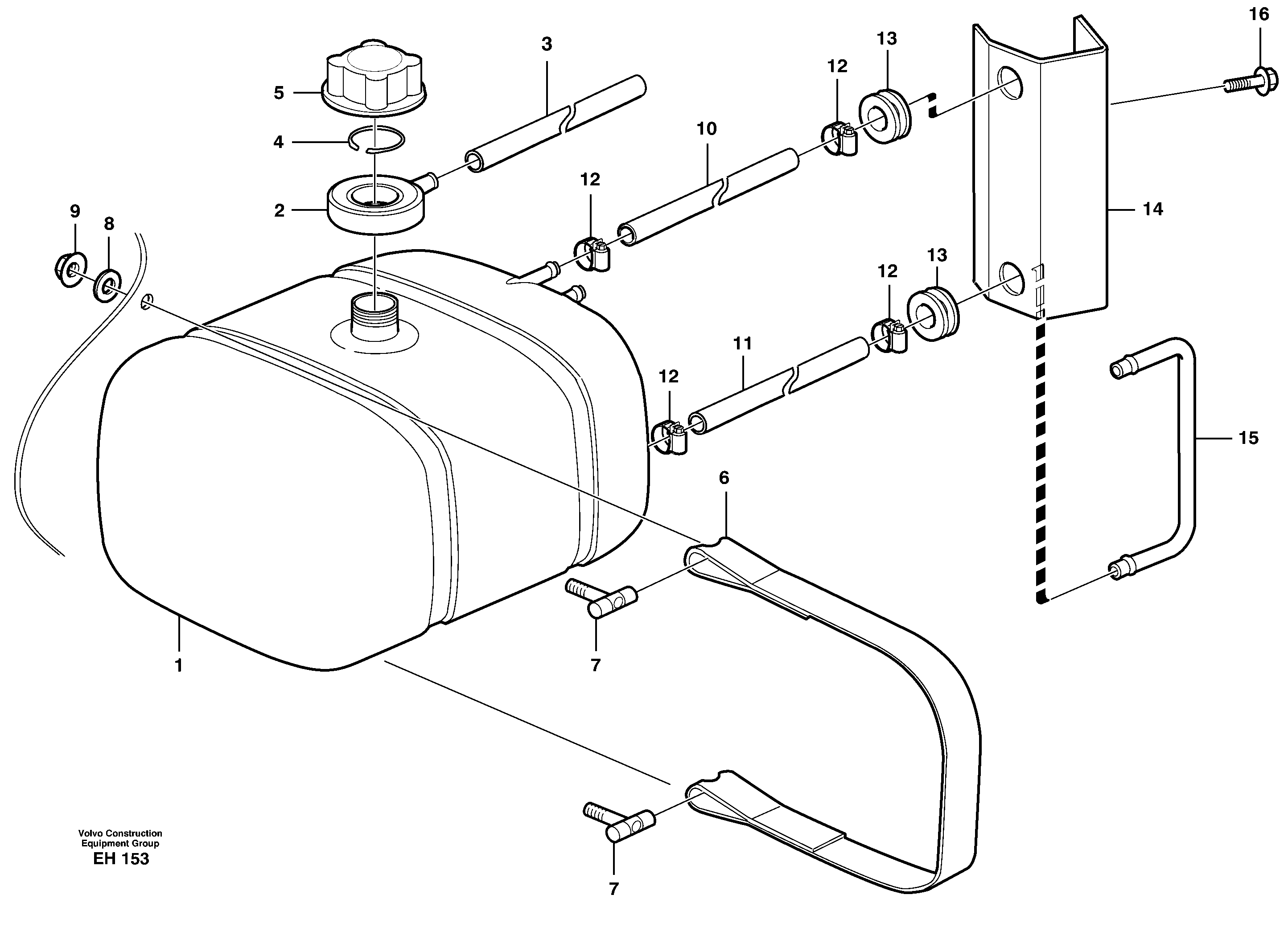 Схема запчастей Volvo L180D - 90466 Expansion tank with fitting parts L180D HIGH-LIFT