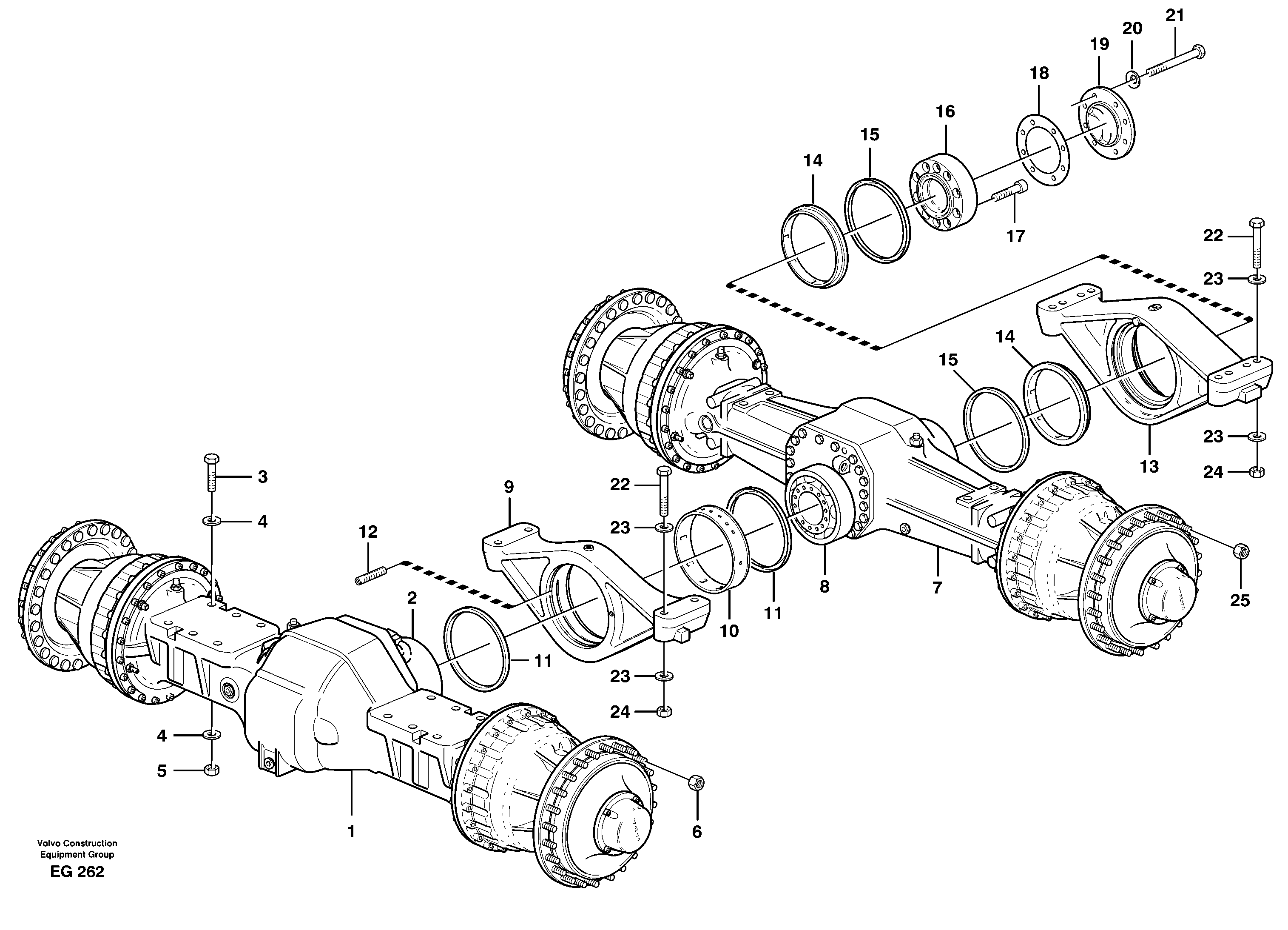 Схема запчастей Volvo L180D - 24454 Planet axles with fitting parts L180D