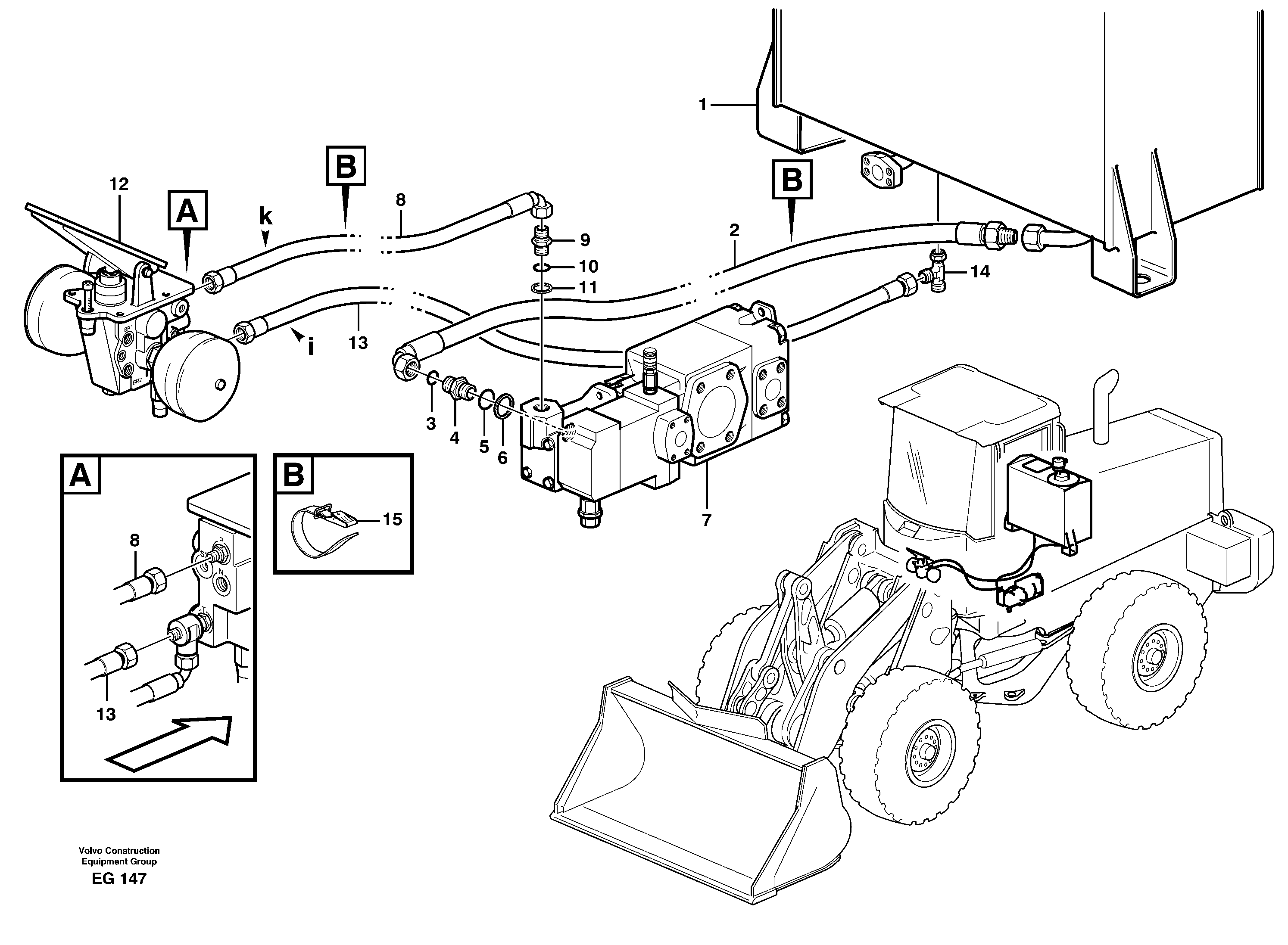 Схема запчастей Volvo L180D - 19709 Brake hoses, tank - pump - footbrake valve L180D