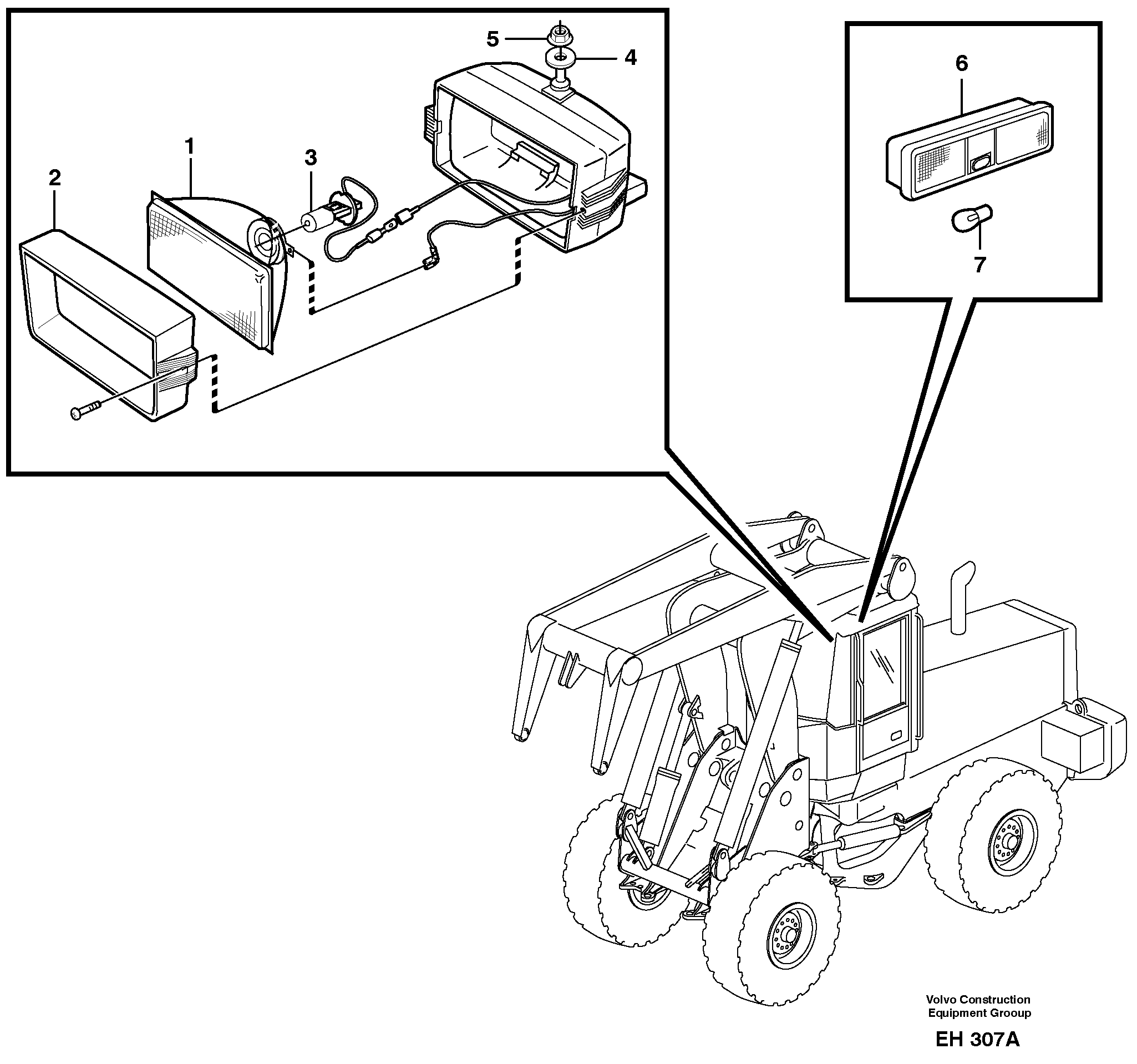 Схема запчастей Volvo L180D - 59387 Lighting, cab L180D HIGH-LIFT