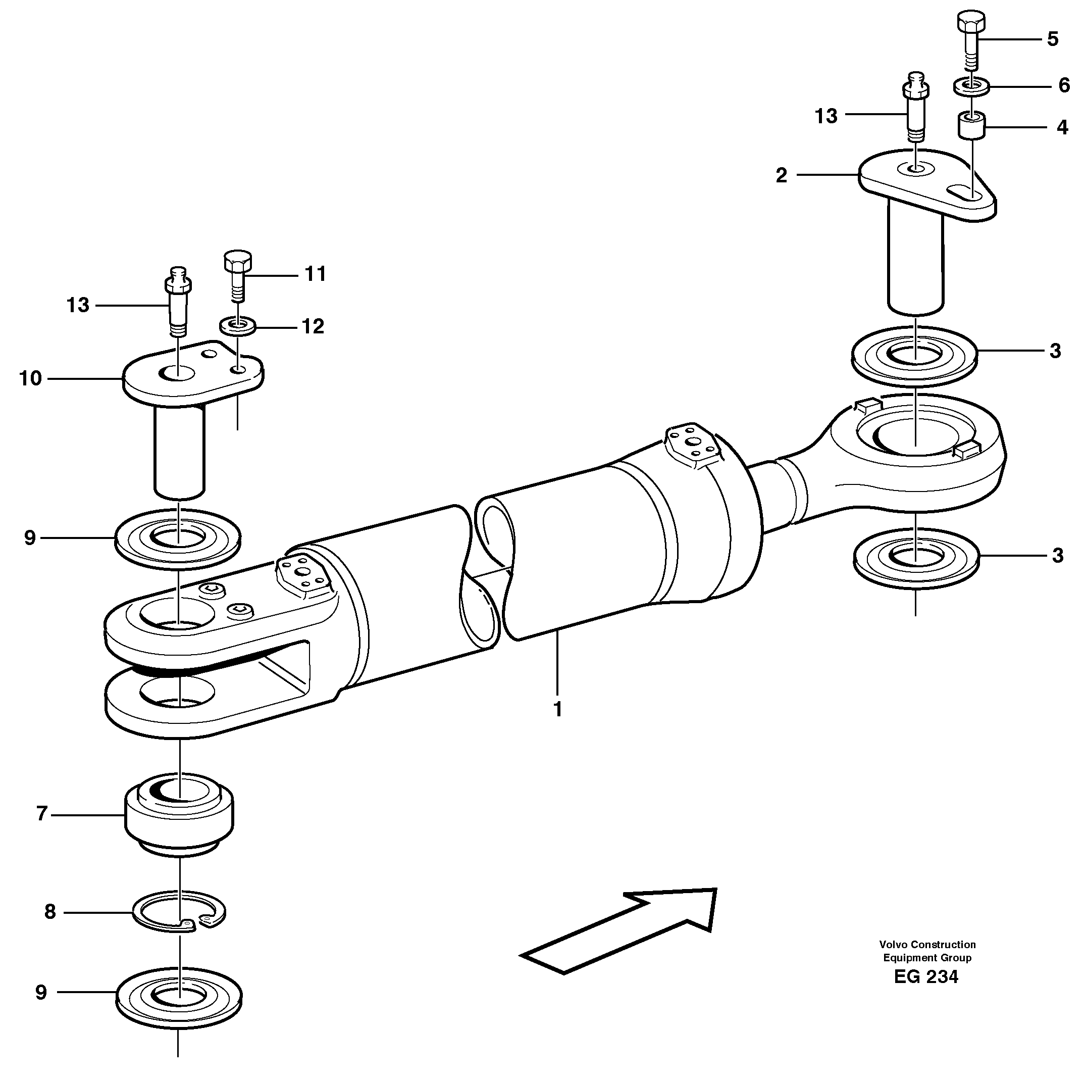 Схема запчастей Volvo L180D - 19637 Hydraulic cylinder with fitting parts L180D