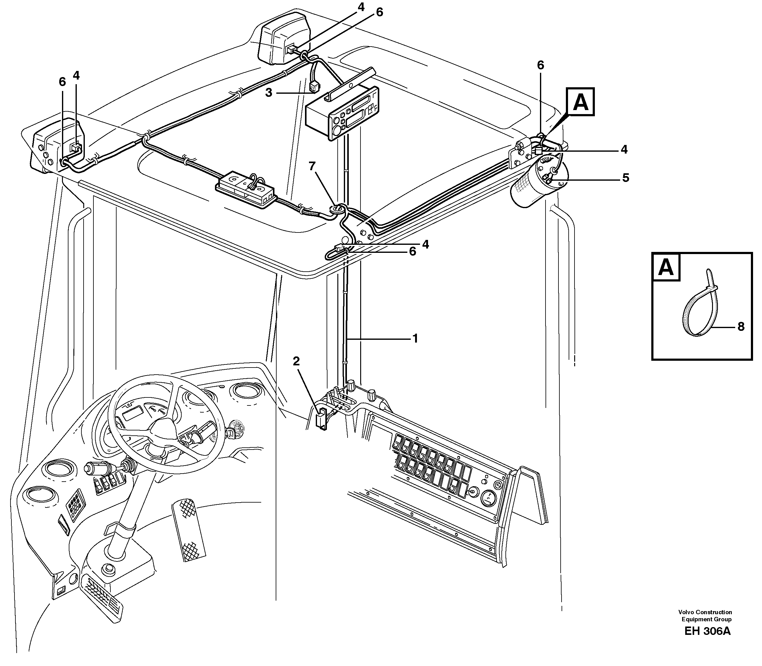 Схема запчастей Volvo L180D - 59391 Cable harness, ceiling L180D HIGH-LIFT