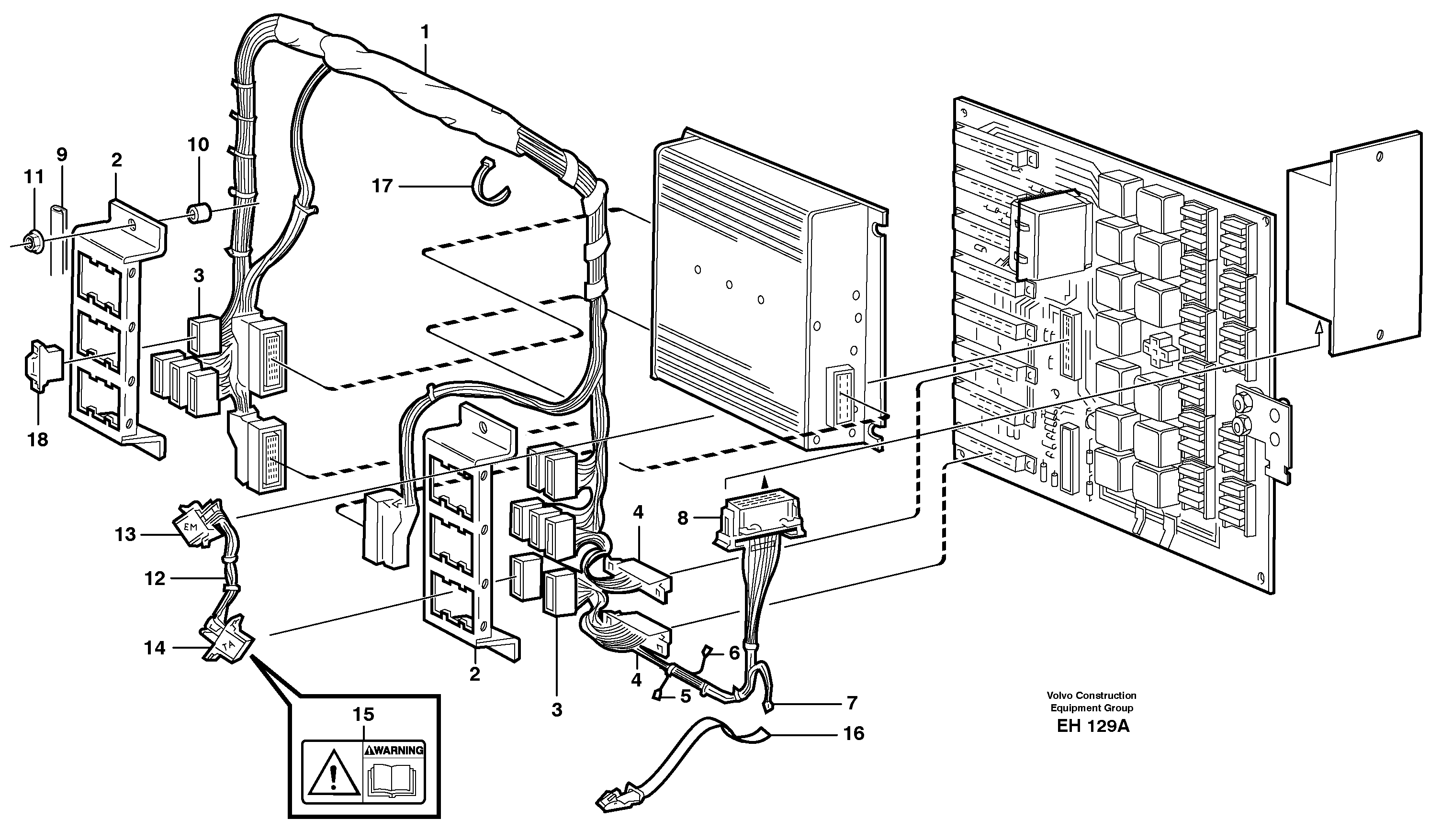 Схема запчастей Volvo L180D - 61973 Electrical distribution unit and cable harness L180D HIGH-LIFT