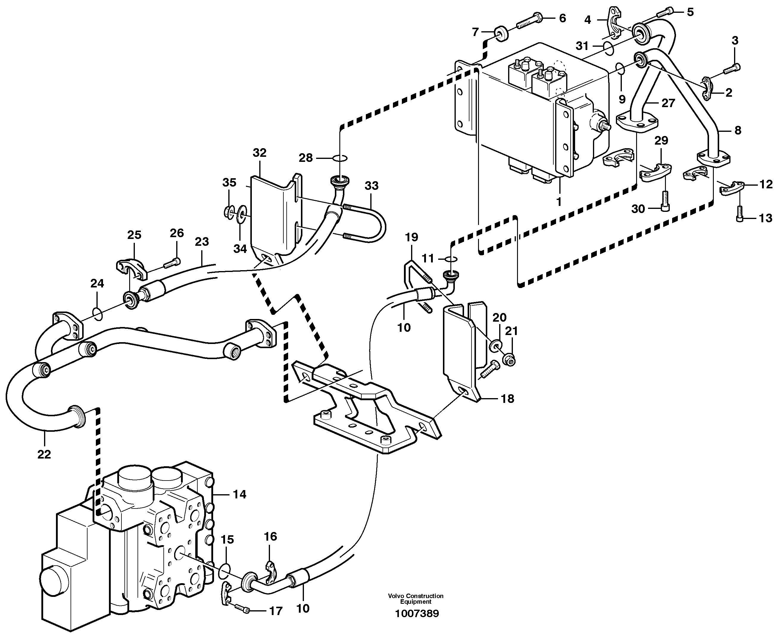 Схема запчастей Volvo L180E - 59839 Hydraulic system, 3rd and 4th function. Feed and return lines L180E S/N 8002 - 9407