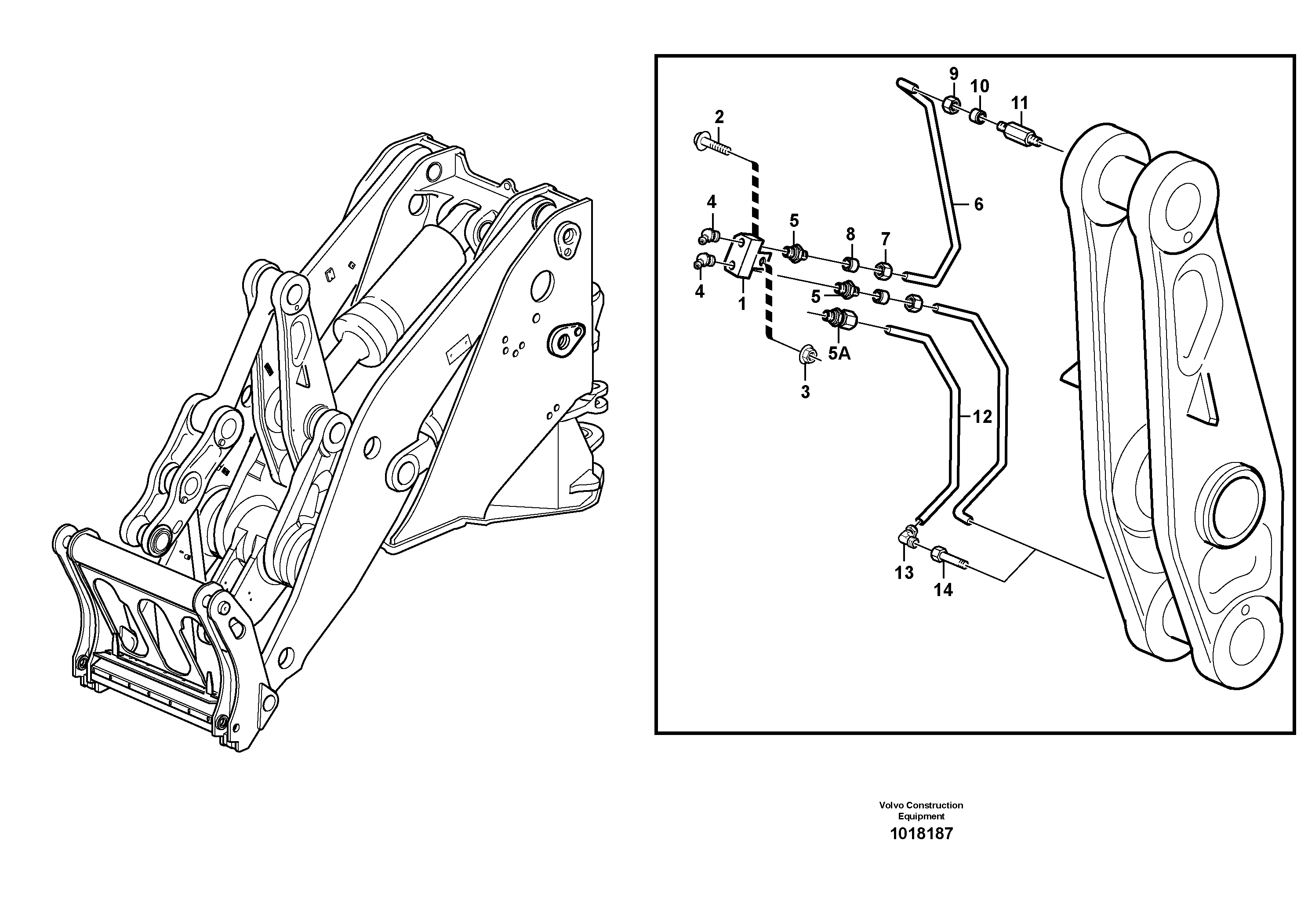 Схема запчастей Volvo L180E - 102627 Extended lube points for lift arm system L180E S/N 8002 - 9407