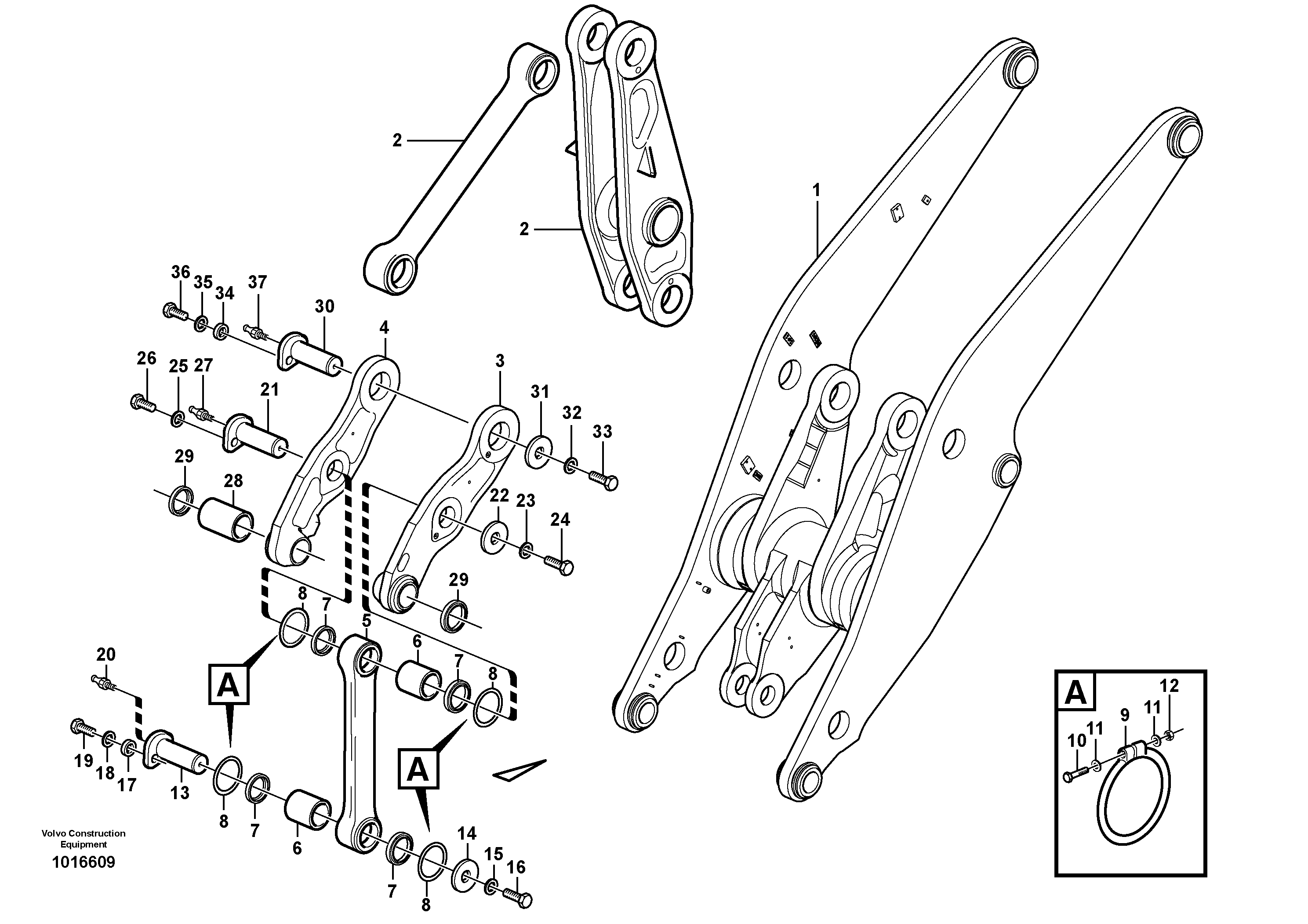 Схема запчастей Volvo L180E - 87973 Forward links with assembly parts L180E S/N 8002 - 9407