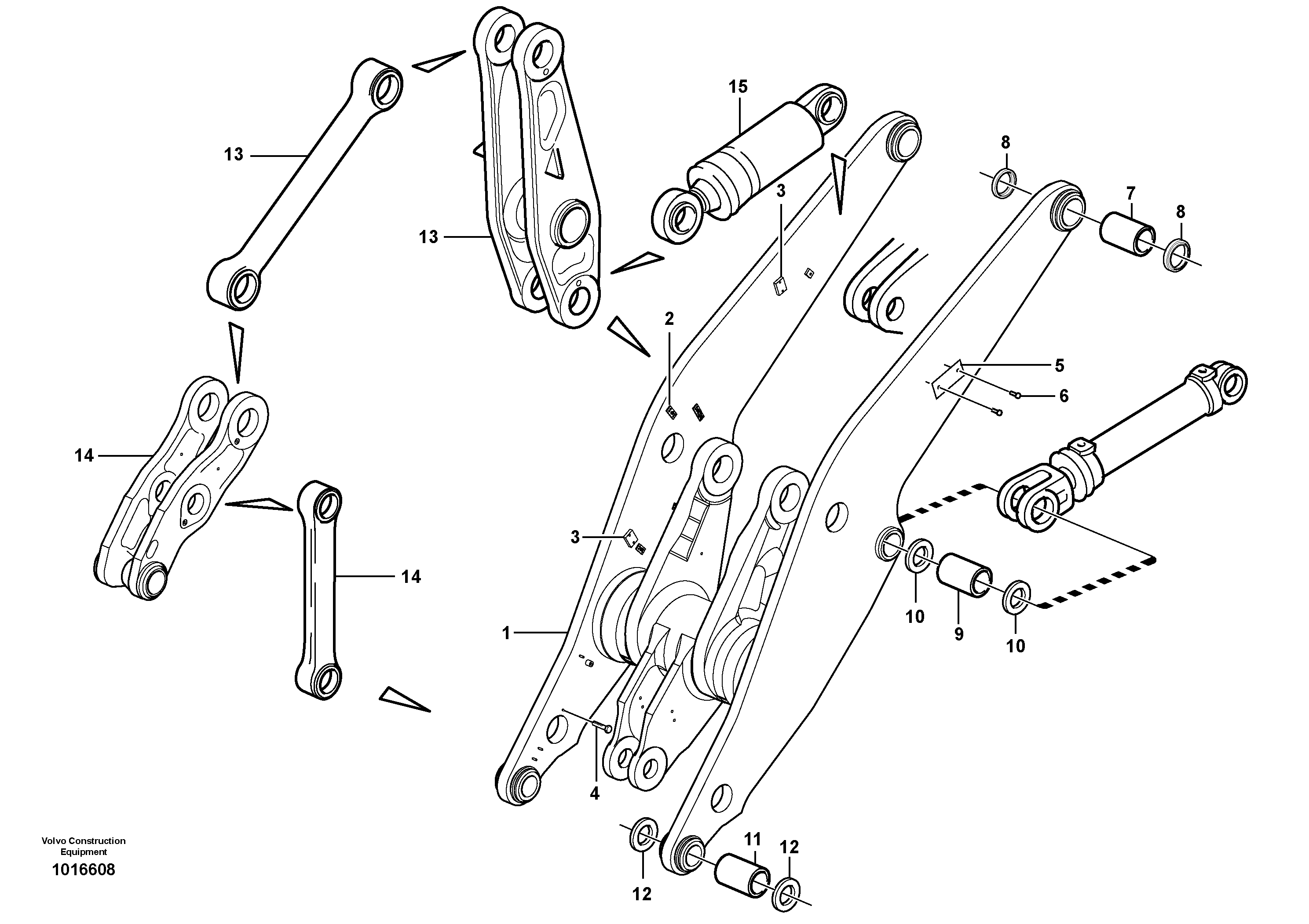 Схема запчастей Volvo L180E - 97851 Lifting framework with assembly parts L180E S/N 8002 - 9407