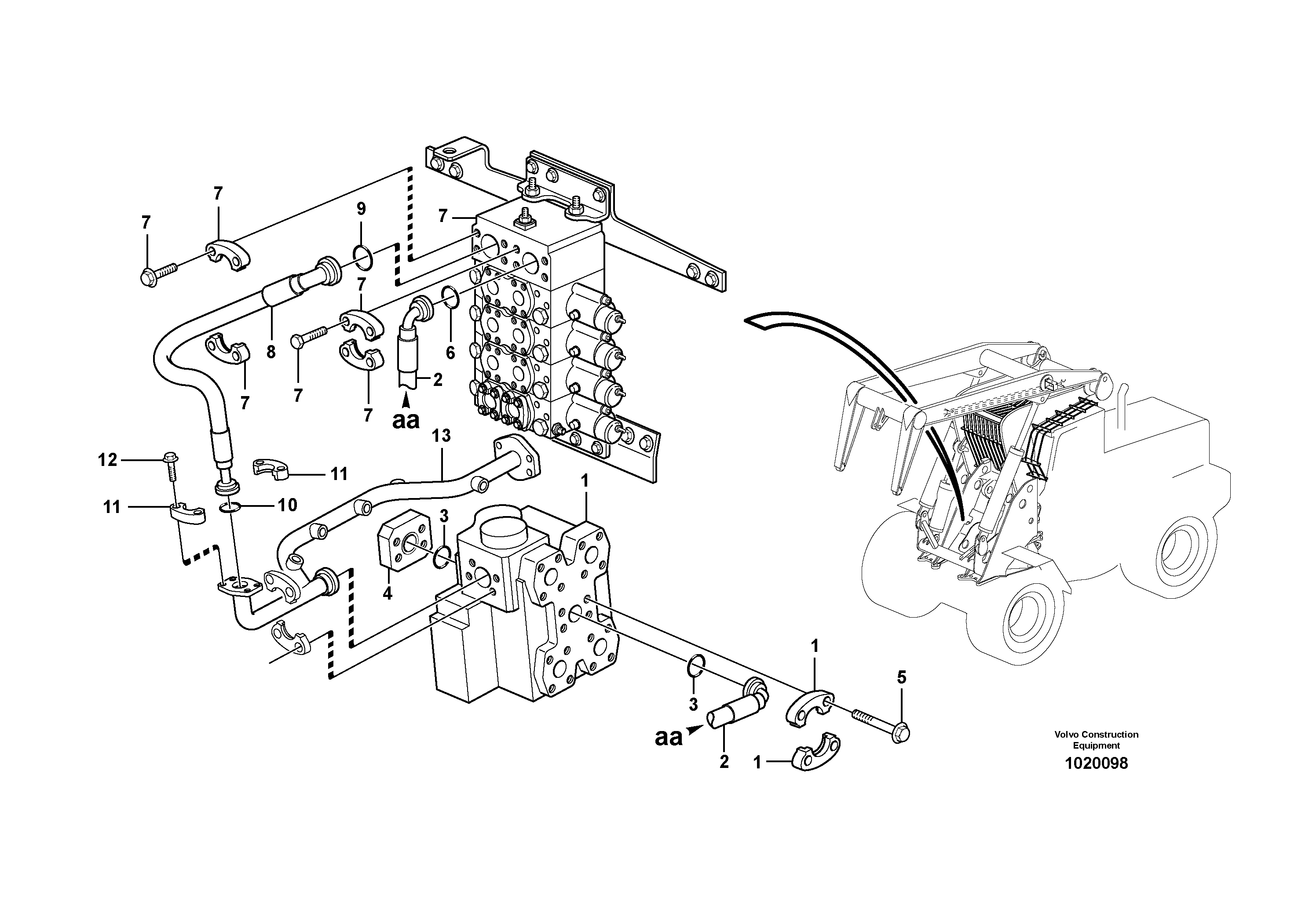 Схема запчастей Volvo L180E - 38831 Feed- and return lines - control valve L180E HIGH-LIFT S/N 8002 - 9407