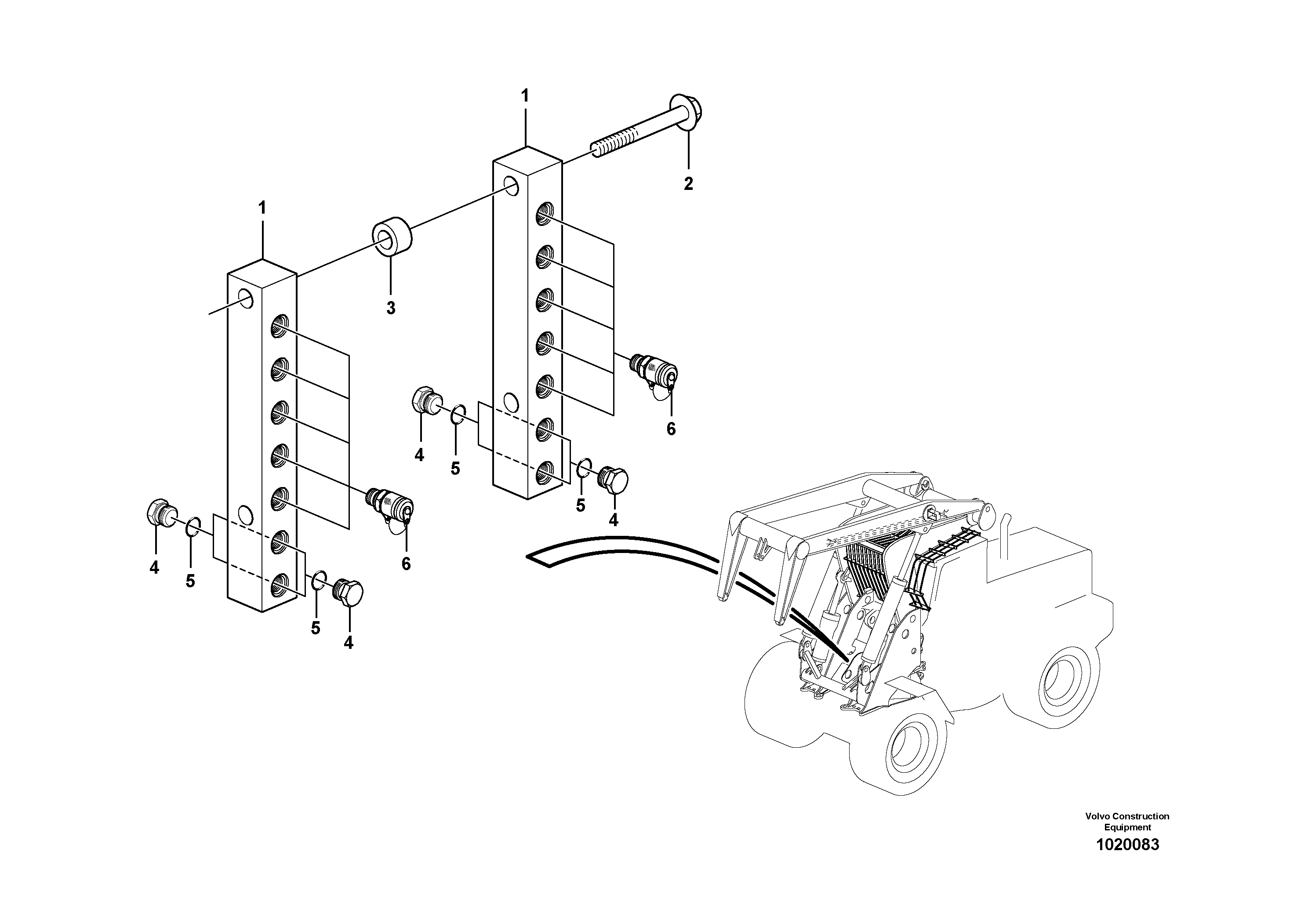 Схема запчастей Volvo L180E - 39047 Testing block with fitting parts L180E HIGH-LIFT S/N 8002 - 9407