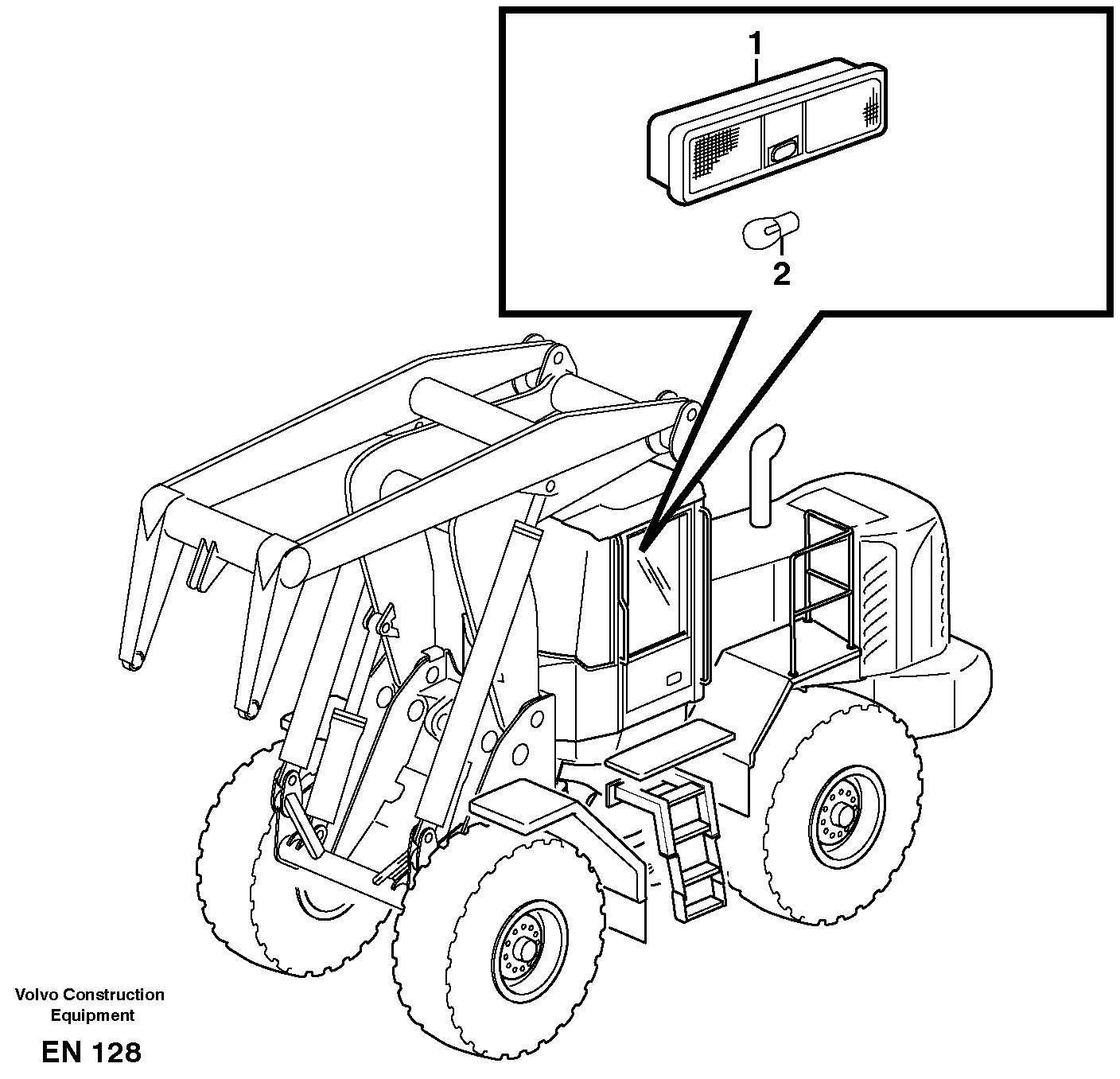 Схема запчастей Volvo L180E - 28181 Lighting, cab L180E HIGH-LIFT S/N 8002 - 9407