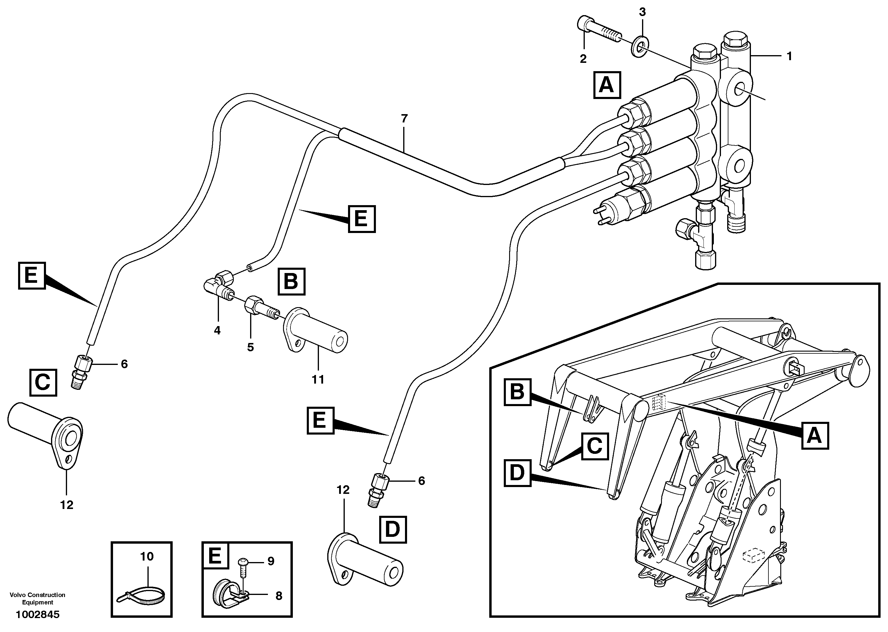 Схема запчастей Volvo L180E - 42906 Distribution block, B4 L180E HIGH-LIFT S/N 8002 - 9407