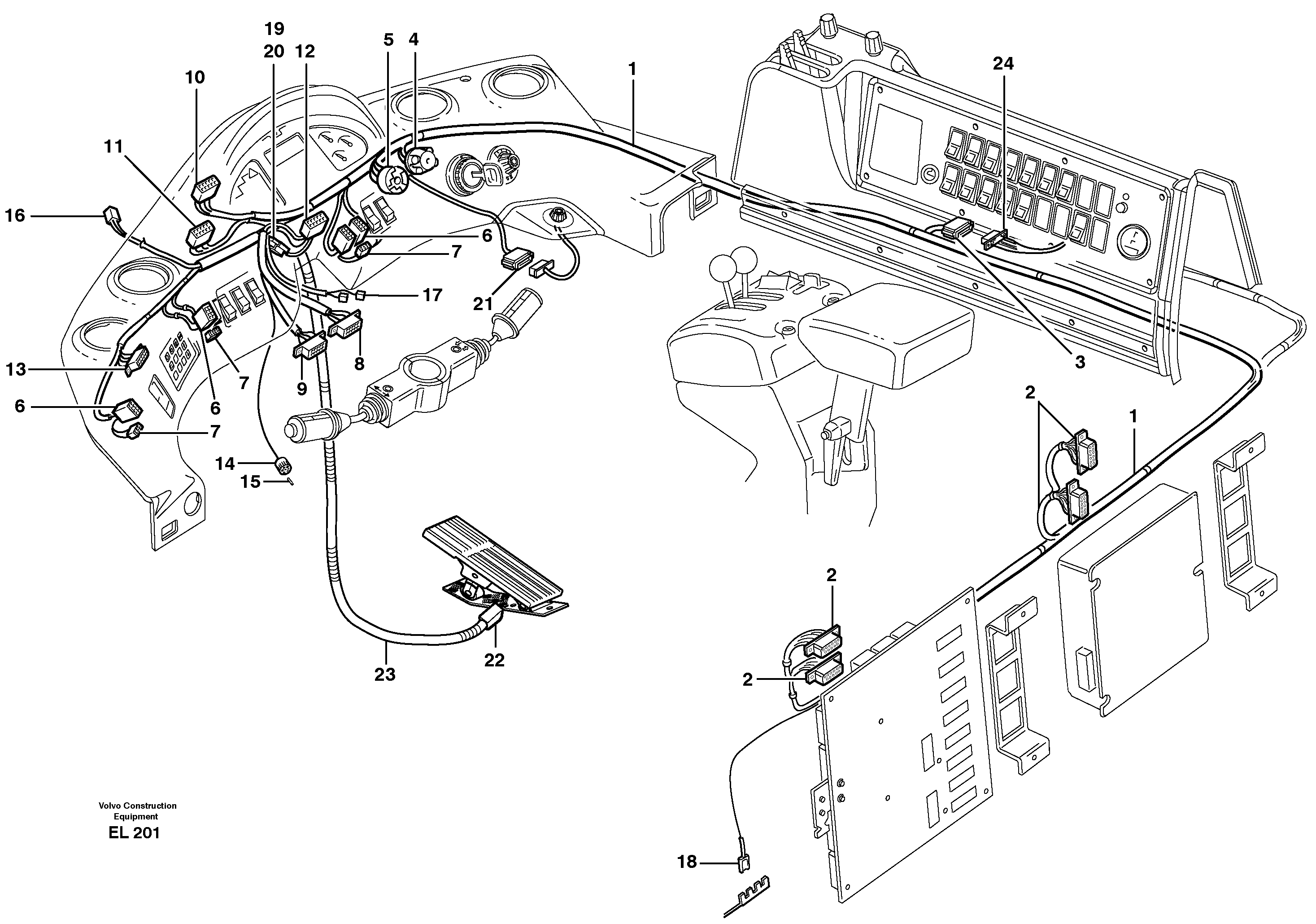 Схема запчастей Volvo L180E - 33079 Cable harnesses, instrument panel L180E HIGH-LIFT S/N 8002 - 9407