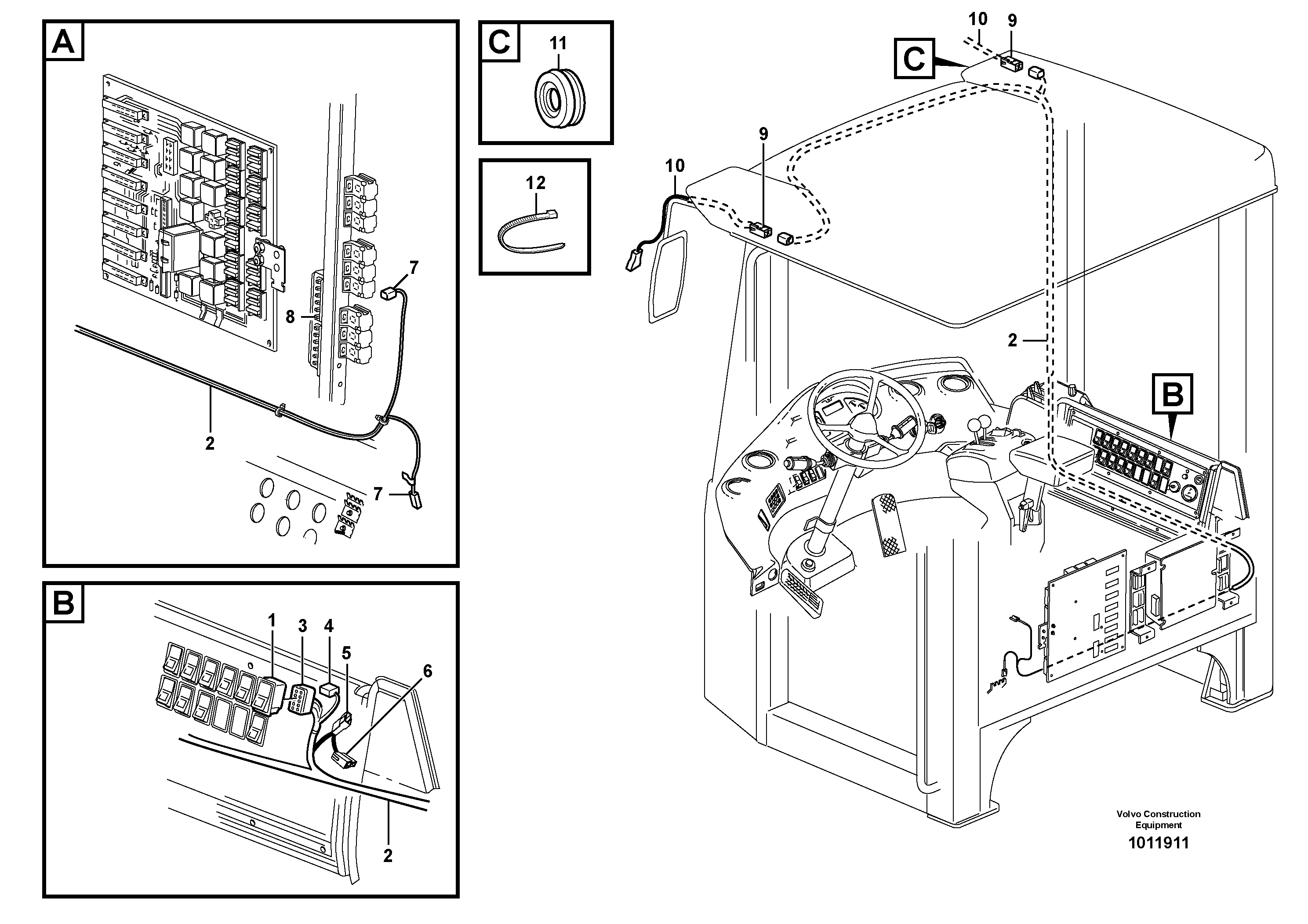 Схема запчастей Volvo L180E - 35088 Cable harness, electr. heated rear-view mirror L180E HIGH-LIFT S/N 8002 - 9407