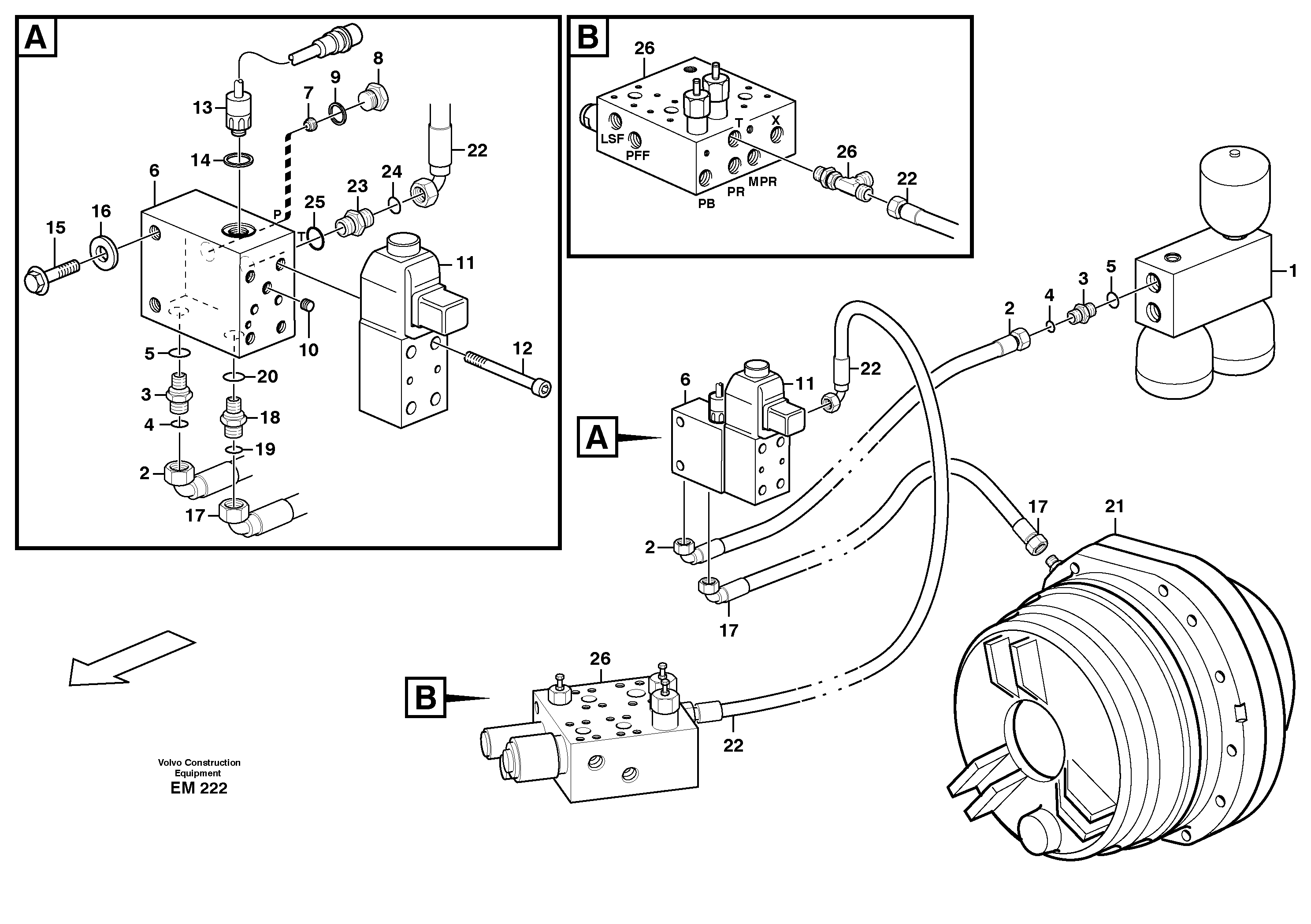 Схема запчастей Volvo L180E - 3085 Parking brake L180E S/N 5004 - 7398 S/N 62501 - 62543 USA