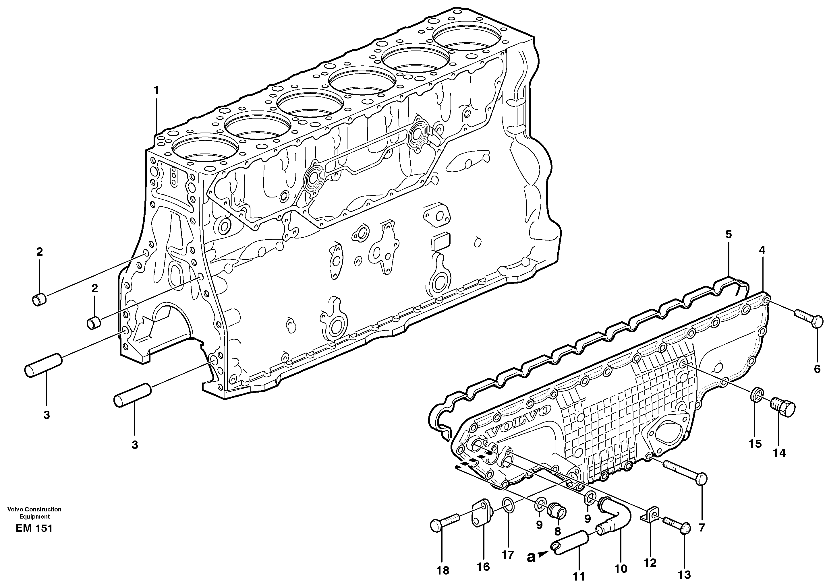 Схема запчастей Volvo L180E - 104124 Блок цилиндров L180E S/N 5004 - 7398 S/N 62501 - 62543 USA