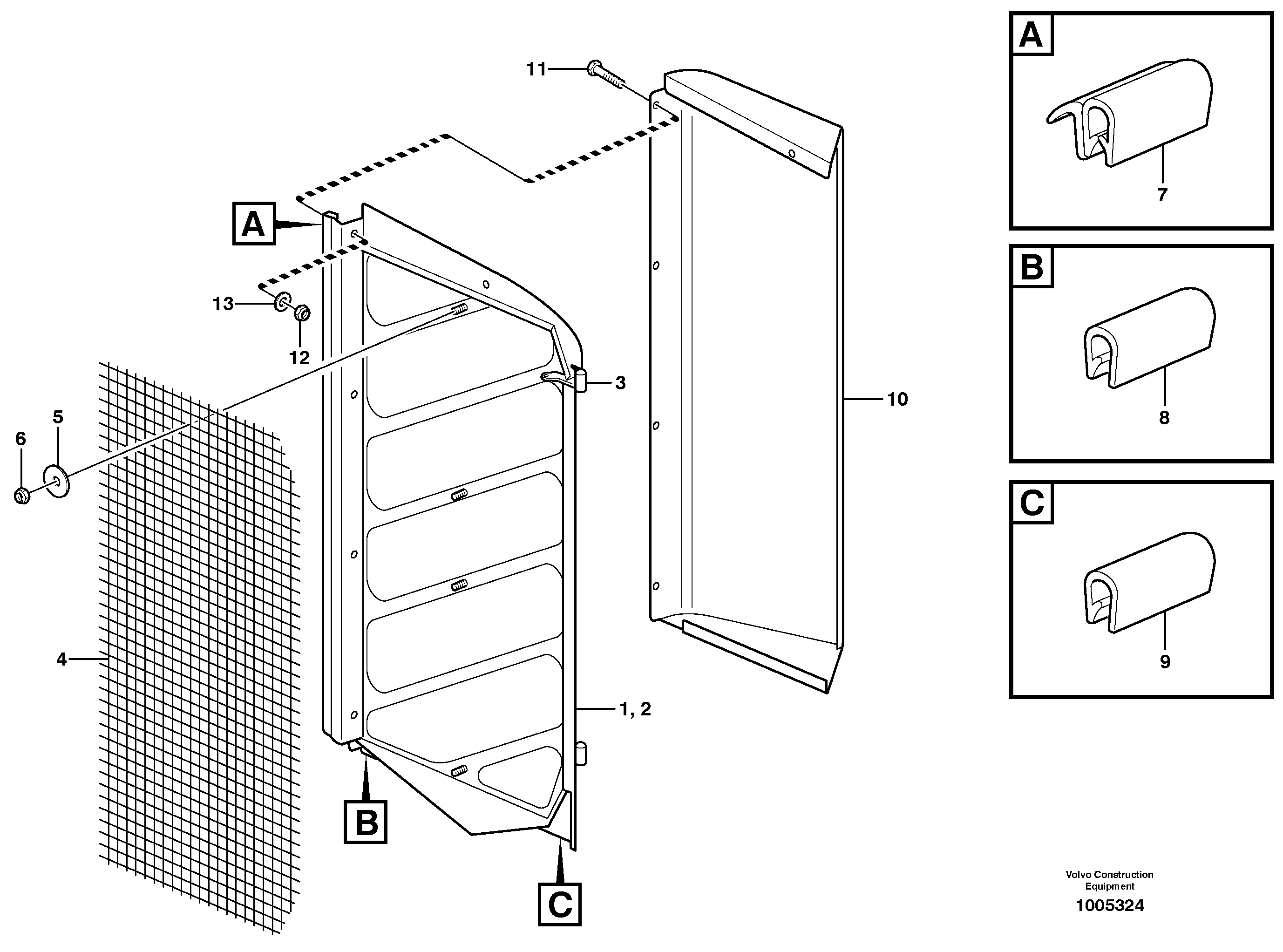 Схема запчастей Volvo L180E - 24657 Radiator shell L180E S/N 5004 - 7398 S/N 62501 - 62543 USA