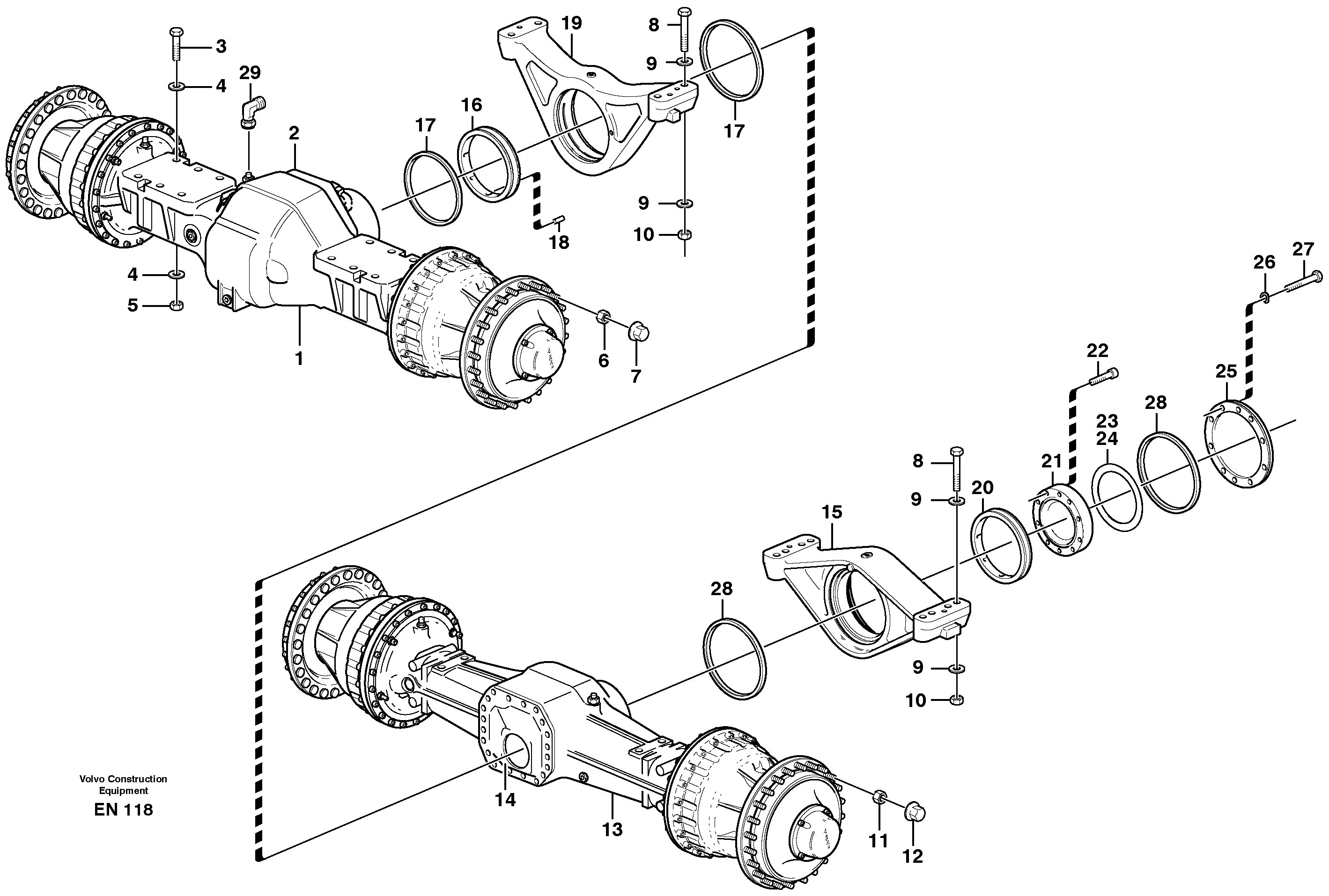 Схема запчастей Volvo L180E - 15816 Planet axles with fitting parts L180E HIGH-LIFT S/N 5004 - 7398