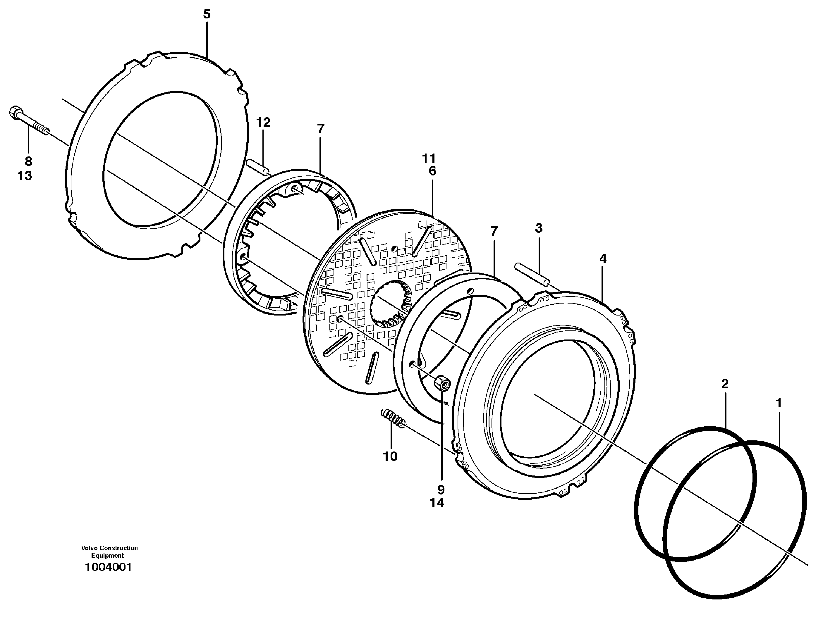 Схема запчастей Volvo L180E - 61235 Disc brake, front L180E HIGH-LIFT S/N 5004 - 7398