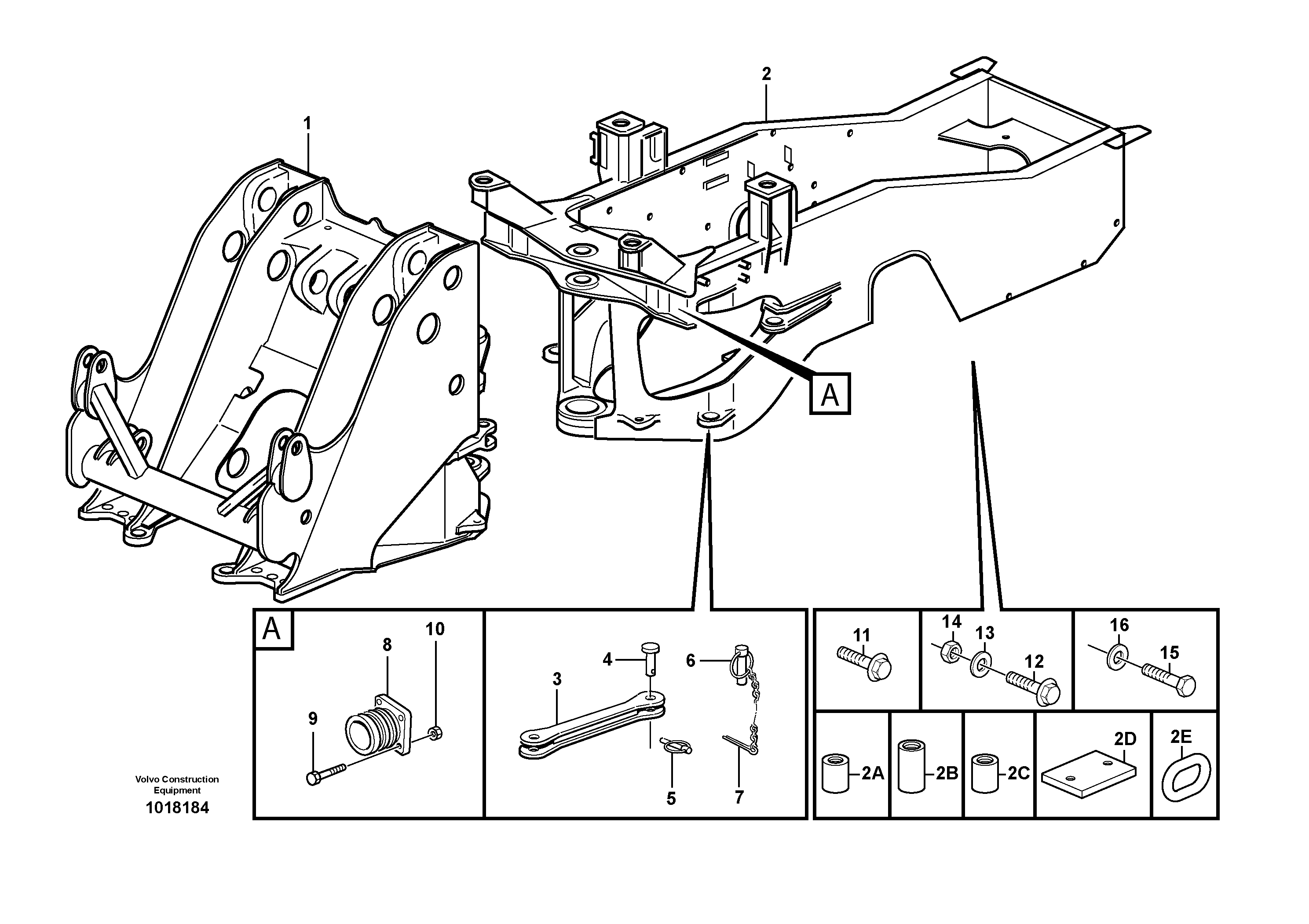 Схема запчастей Volvo L180E - 85913 Frame L180E HIGH-LIFT S/N 5004 - 7398