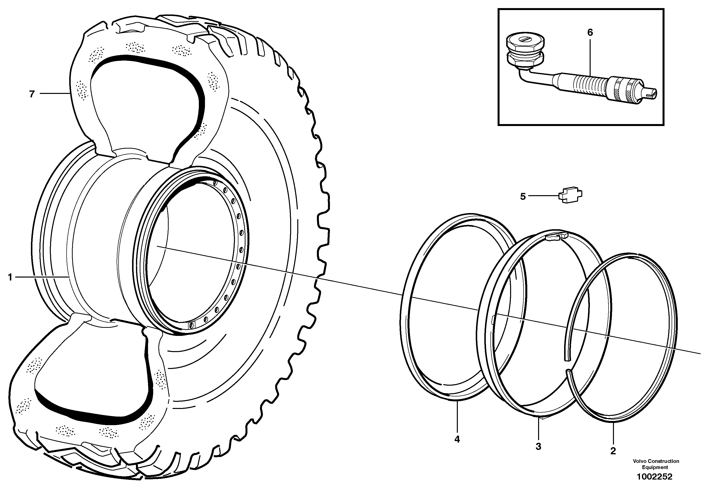 Схема запчастей Volvo L180E - 96775 Wheel L180E HIGH-LIFT S/N 5004 - 7398