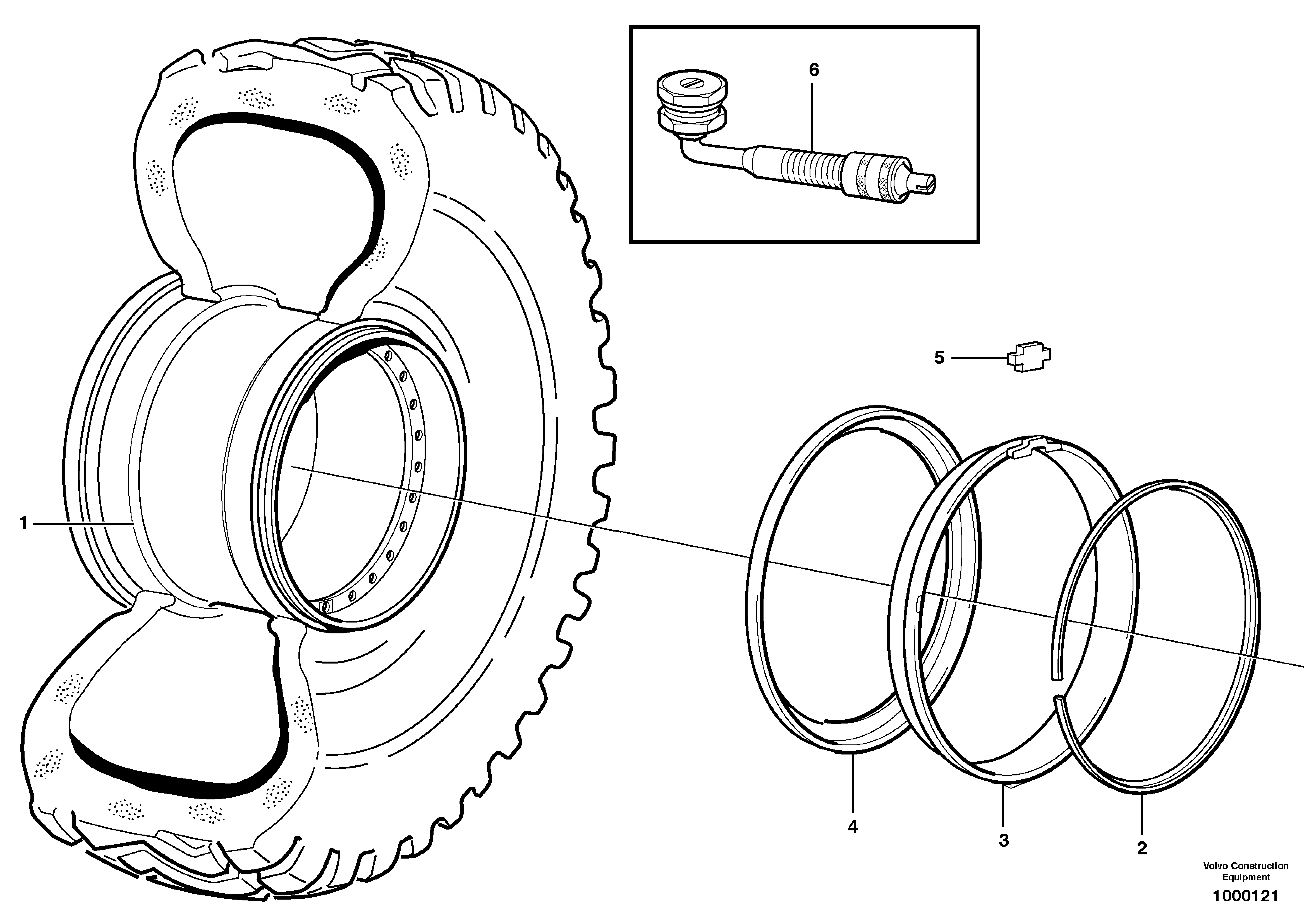 Схема запчастей Volvo L180E - 99844 Wheel L180E HIGH-LIFT S/N 5004 - 7398