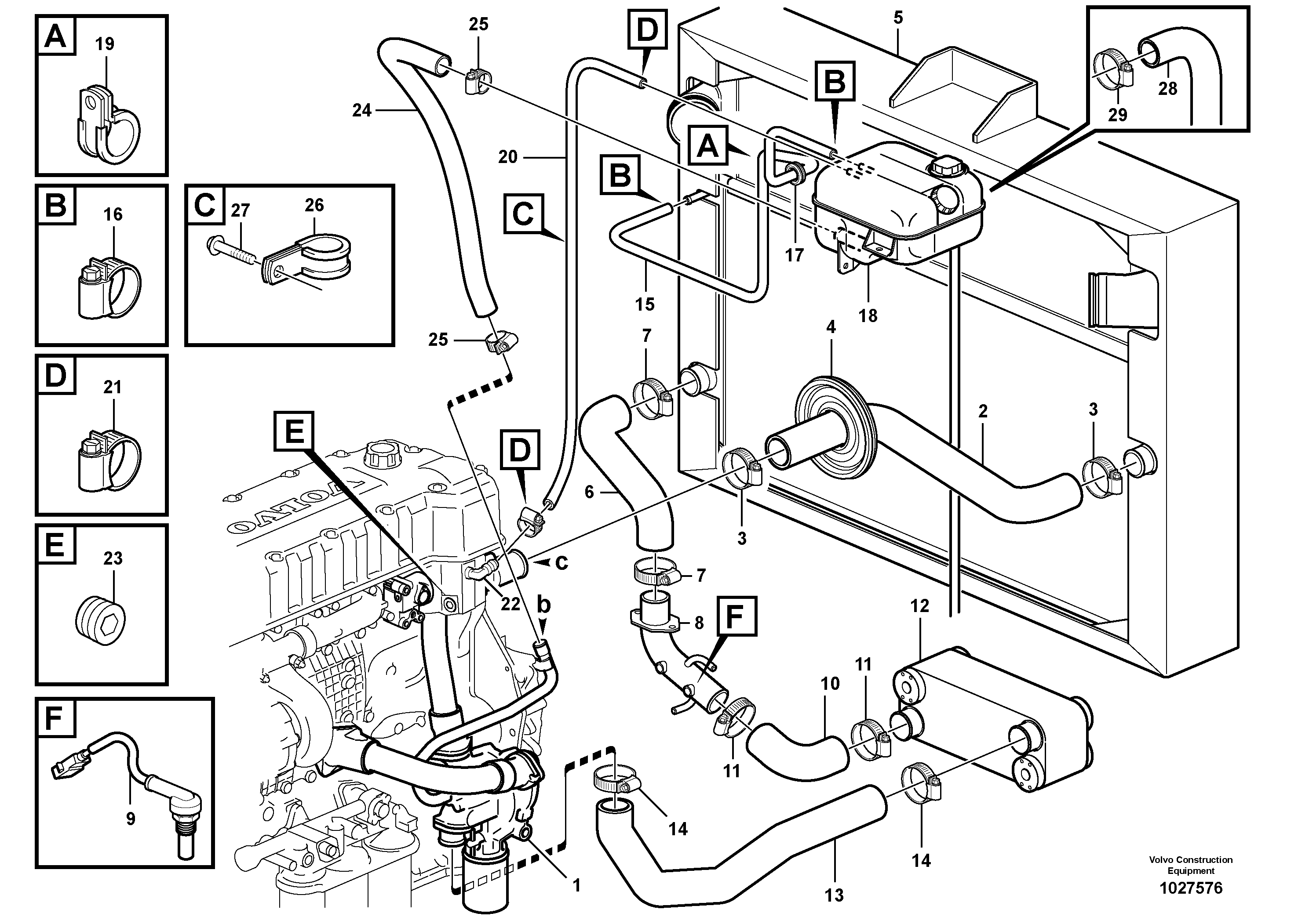 Схема запчастей Volvo L180E - 81301 Система охлаждения L180E S/N 5004 - 7398 S/N 62501 - 62543 USA