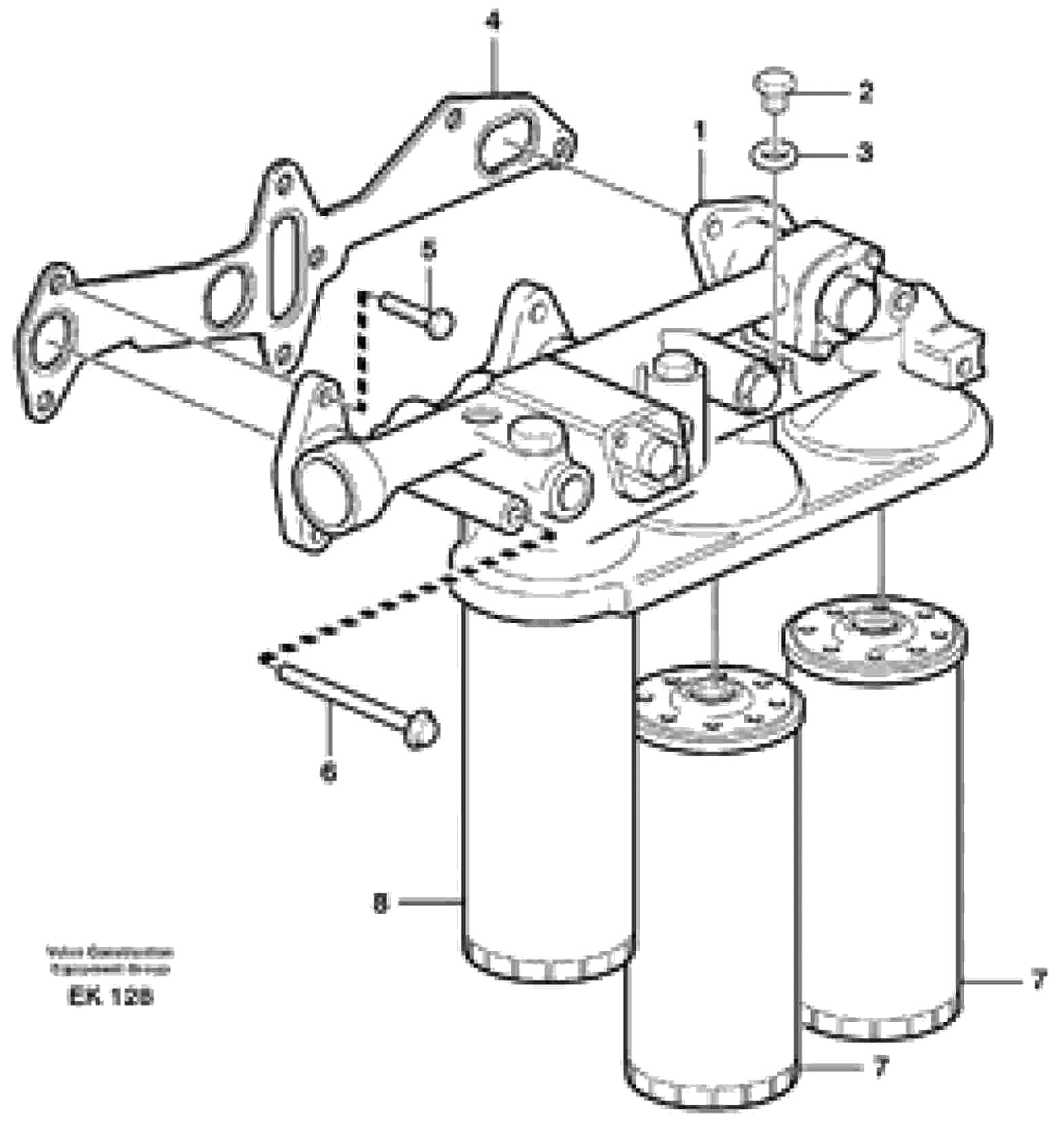 Схема запчастей Volvo L180E - 16307 Oil filter with fitting parts L180E HIGH-LIFT S/N 5004 - 7398