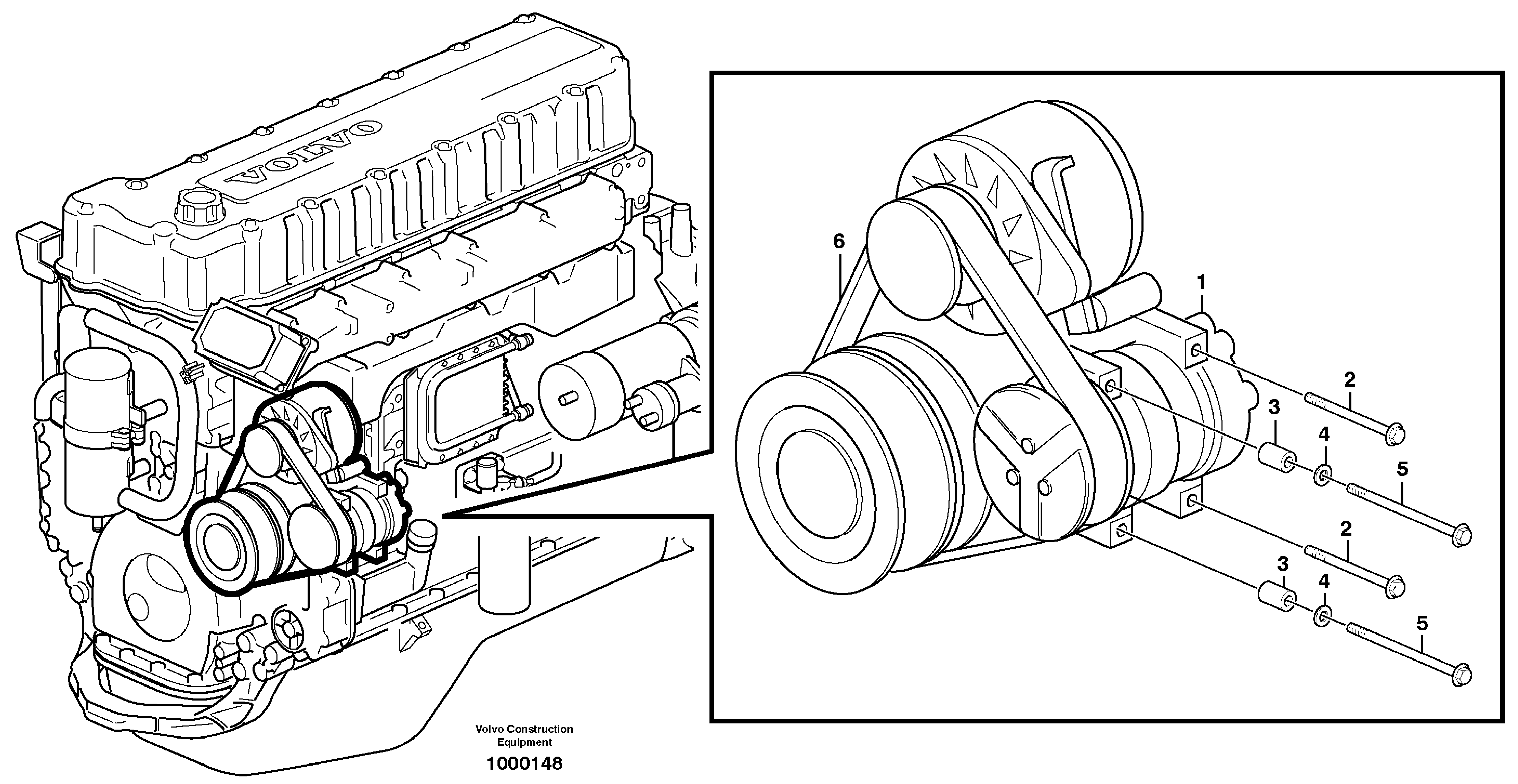 Схема запчастей Volvo L180E - 37866 Compressor for cooling agent R134a with fitting parts L180E S/N 5004 - 7398 S/N 62501 - 62543 USA