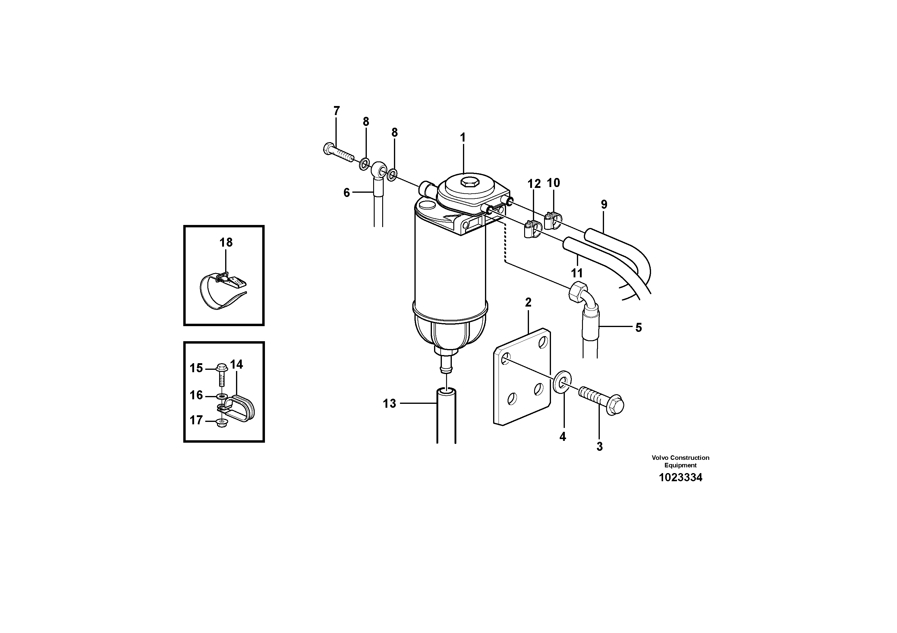 Схема запчастей Volvo L180E - 16311 Water trap with hoses L180E HIGH-LIFT S/N 5004 - 7398