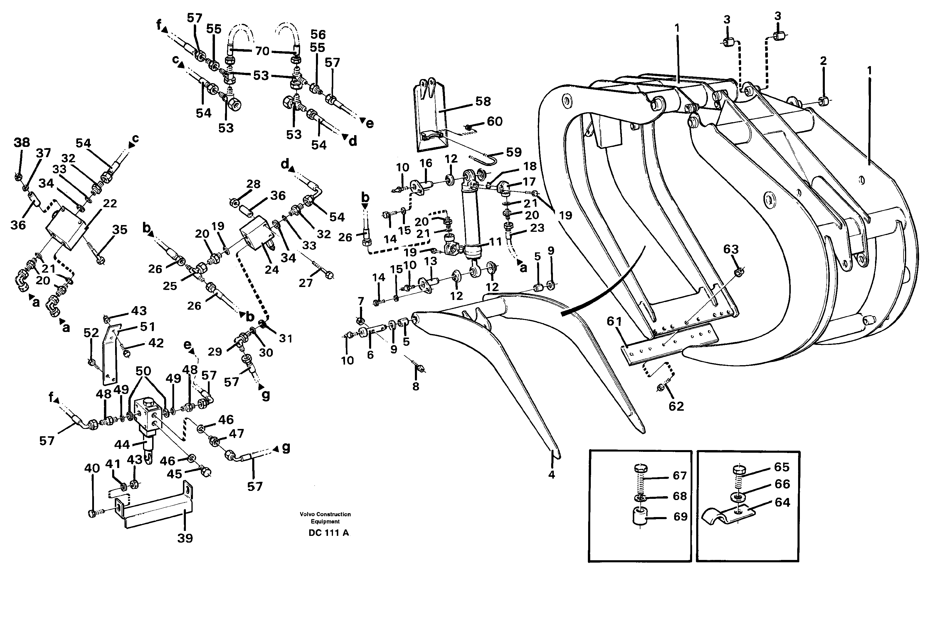 Схема запчастей Volvo L180E - 89966 Grab fork with clamp.arm ATTACHMENTS ATTACHMENTS WHEEL LOADERS GEN. D - E