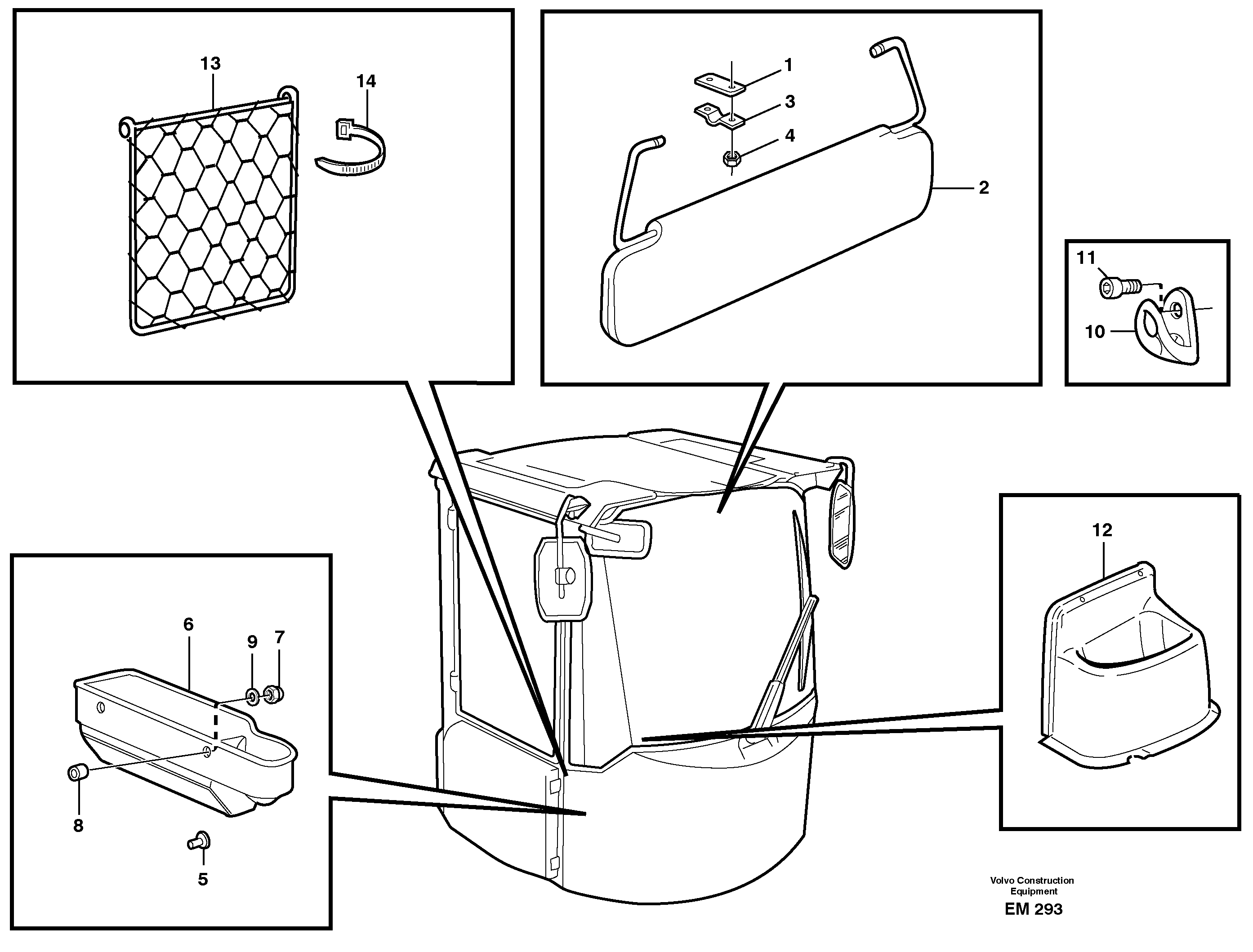 Схема запчастей Volvo L180E - 15907 Interior components L180E S/N 5004 - 7398 S/N 62501 - 62543 USA