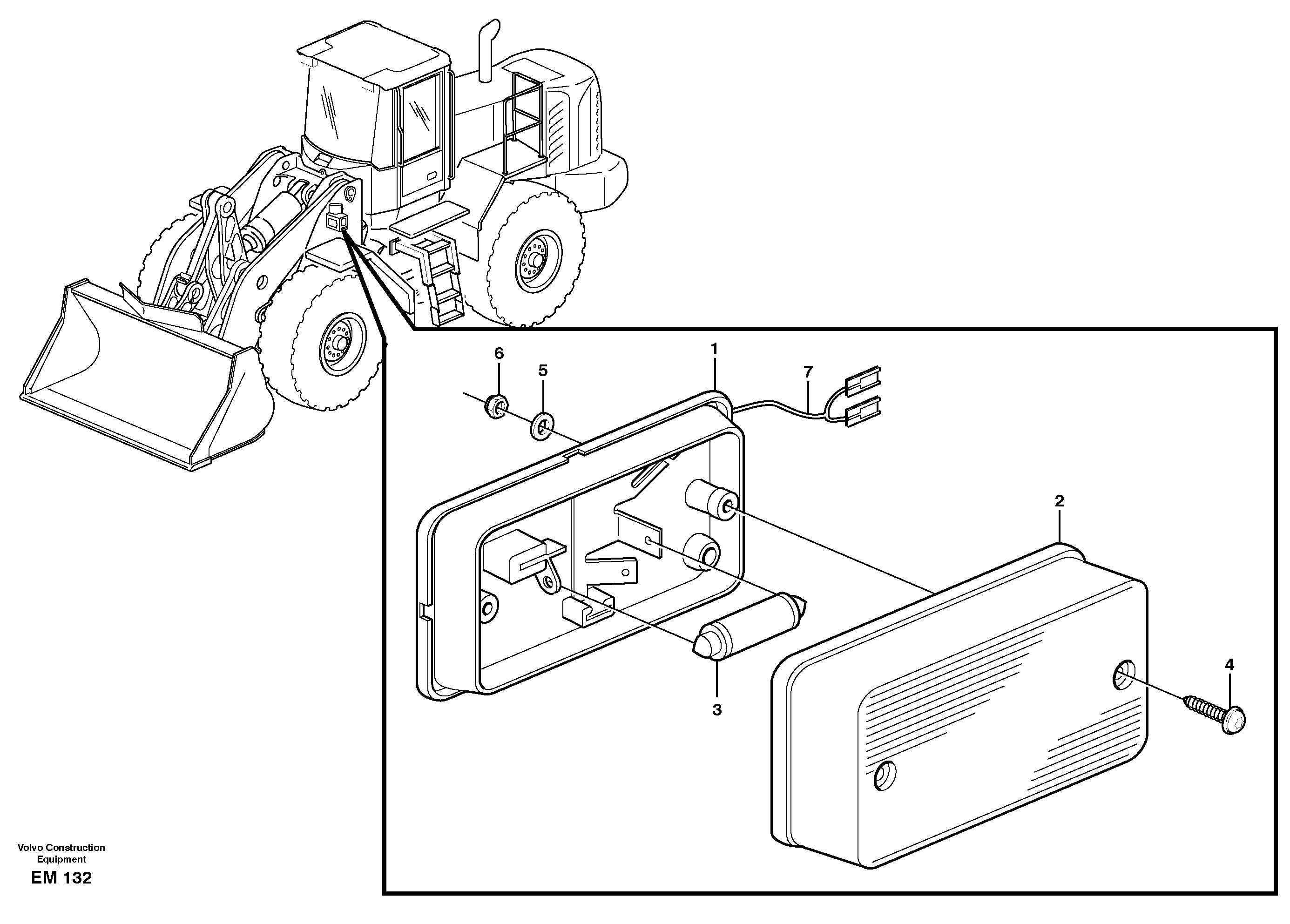 Схема запчастей Volvo L180E - 19070 Side marking lamp L180E S/N 5004 - 7398 S/N 62501 - 62543 USA