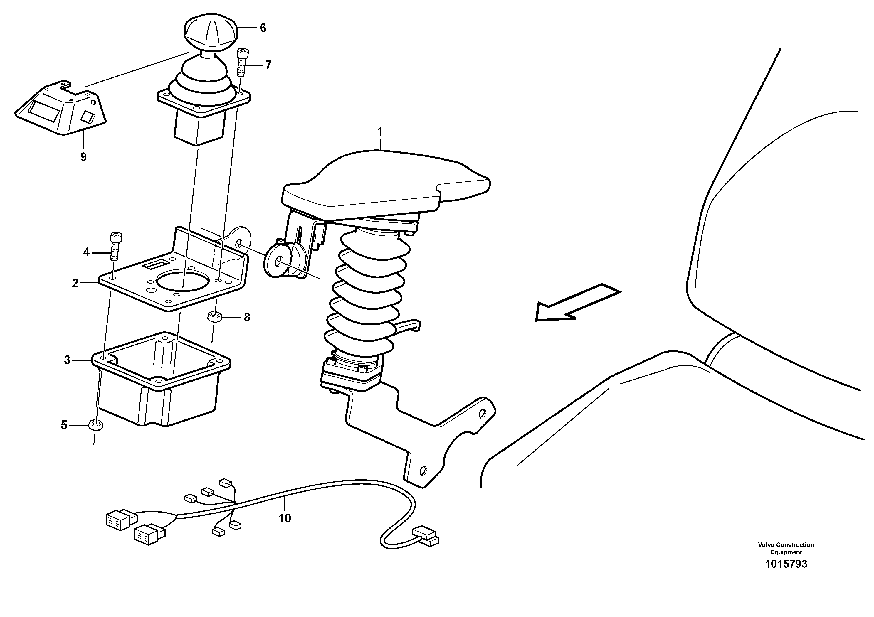 Схема запчастей Volvo L180E - 44027 Armrest L180E HIGH-LIFT S/N 5004 - 7398
