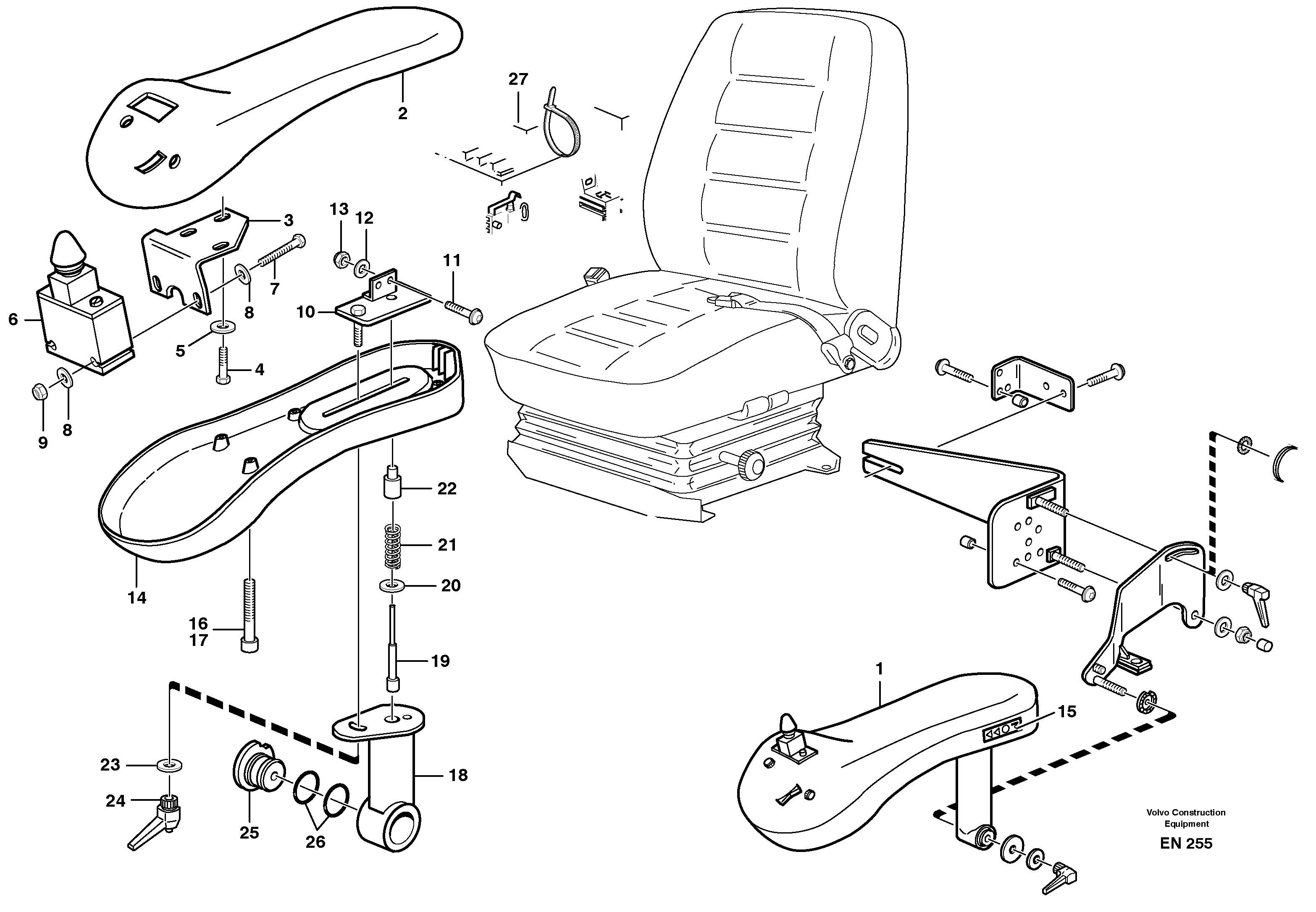 Схема запчастей Volvo L180E - 44031 CDC - steering. Arm rest with fitting parts L180E HIGH-LIFT S/N 5004 - 7398