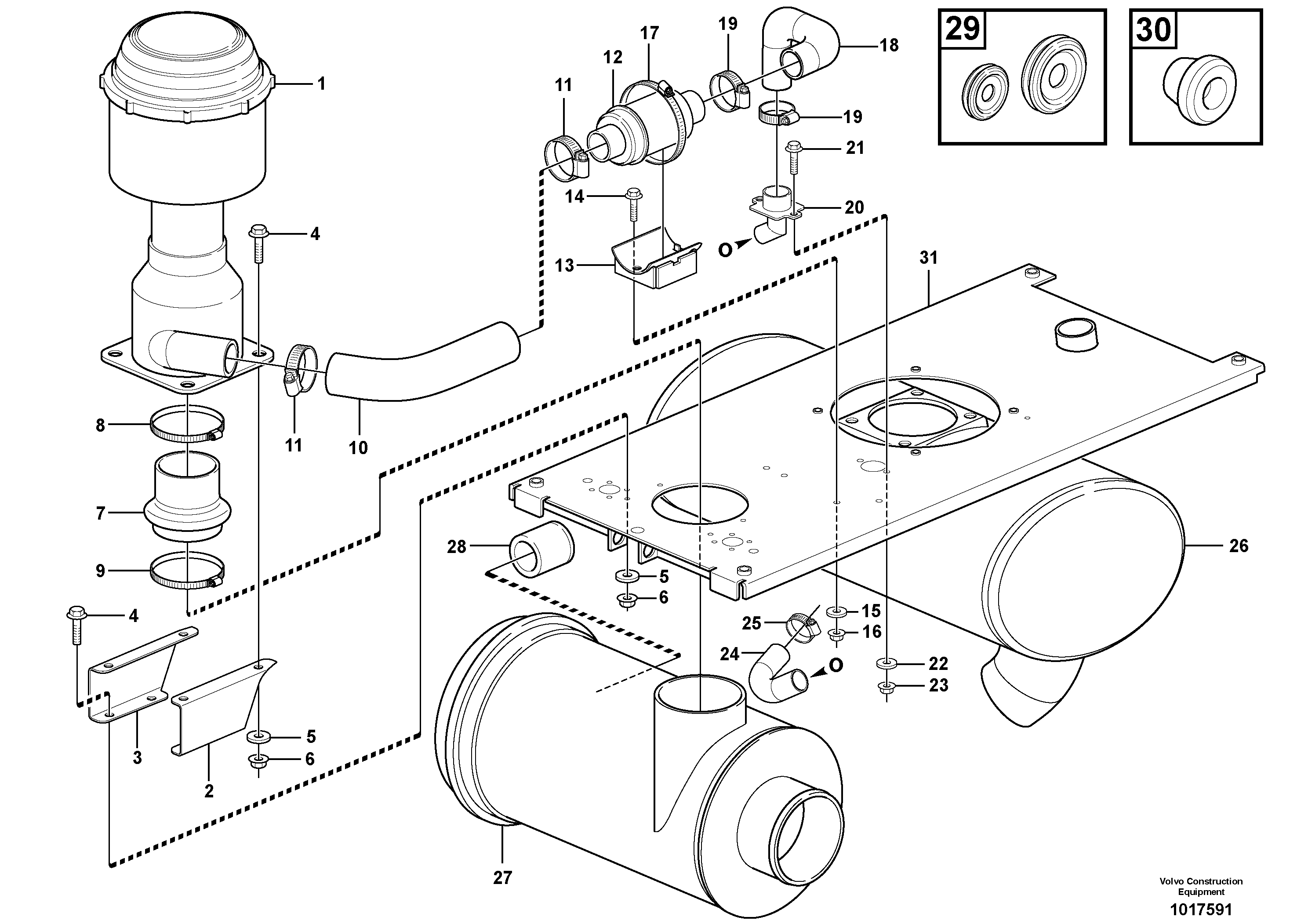 Схема запчастей Volvo L180E - 53629 Pre-cleaner L180E HIGH-LIFT S/N 5004 - 7398
