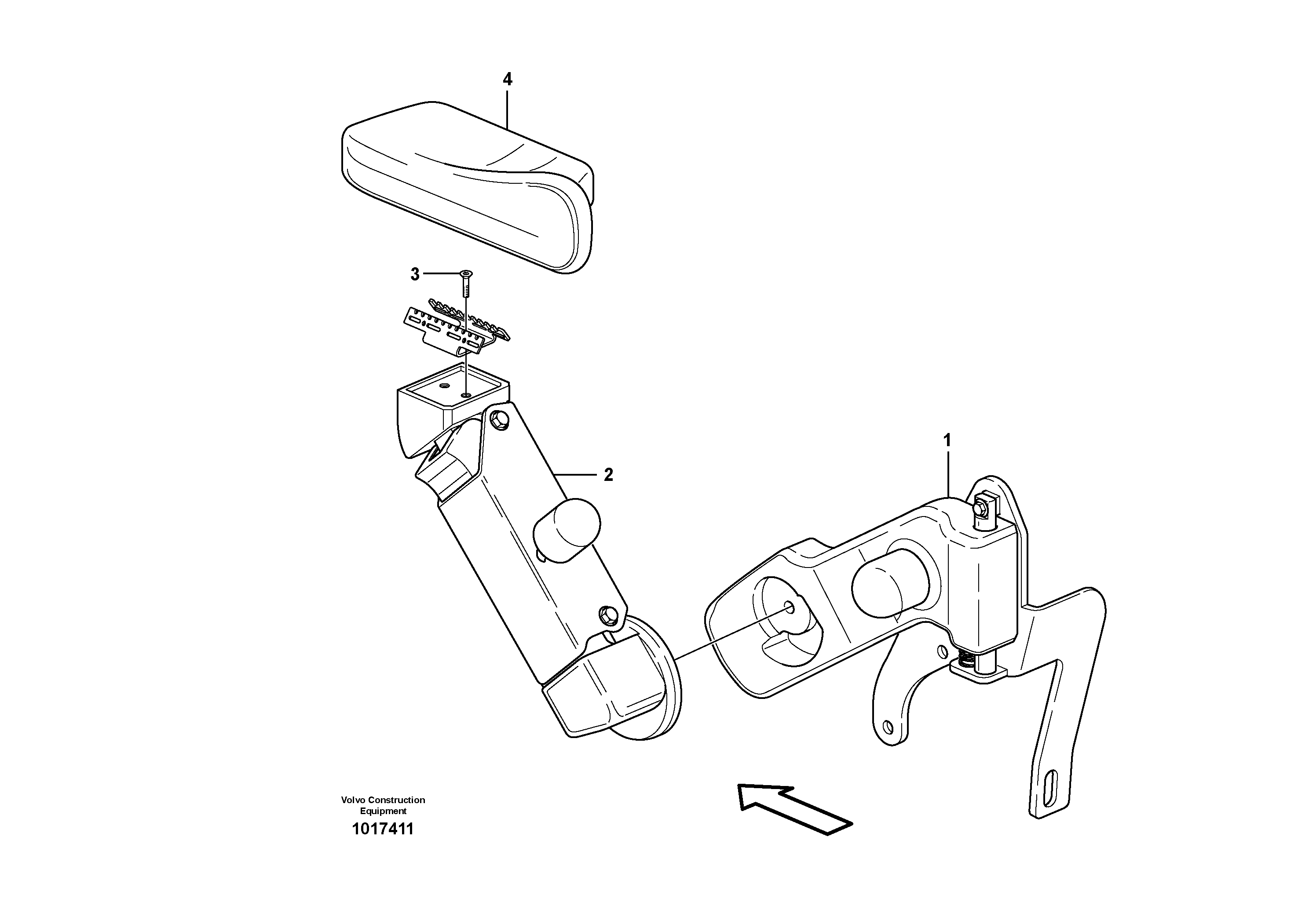 Схема запчастей Volvo L180E - 41637 Armrest L180E S/N 5004 - 7398 S/N 62501 - 62543 USA