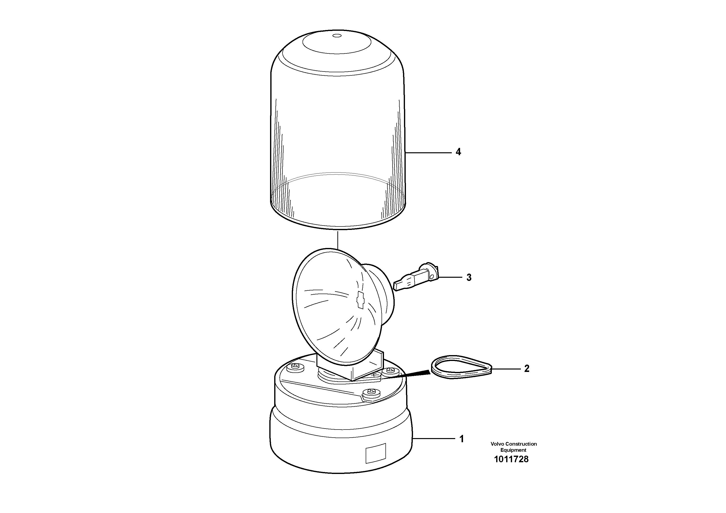 Схема запчастей Volvo L180E - 19076 Rotating beacon L180E S/N 5004 - 7398 S/N 62501 - 62543 USA