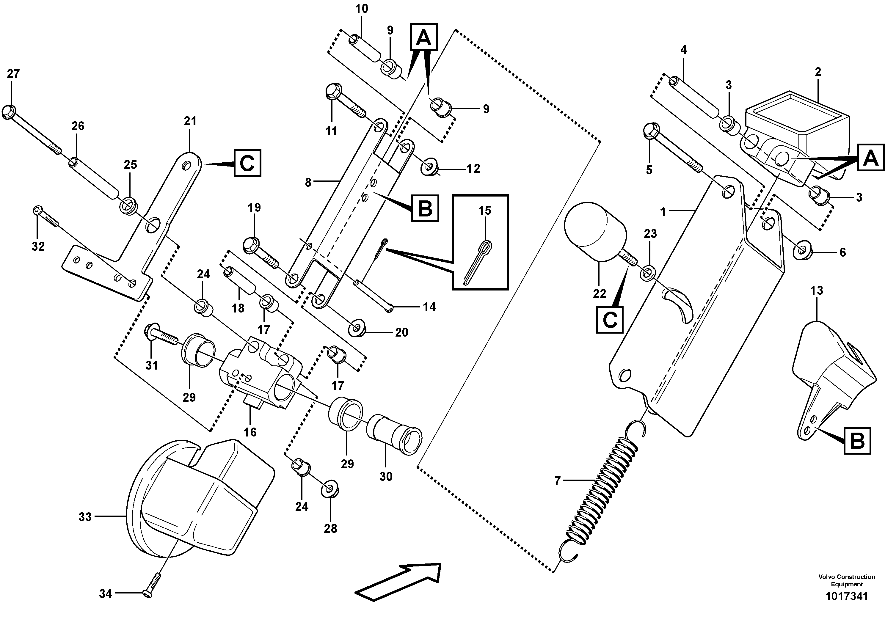 Схема запчастей Volvo L180E - 95271 Release mechanism L180E S/N 5004 - 7398 S/N 62501 - 62543 USA