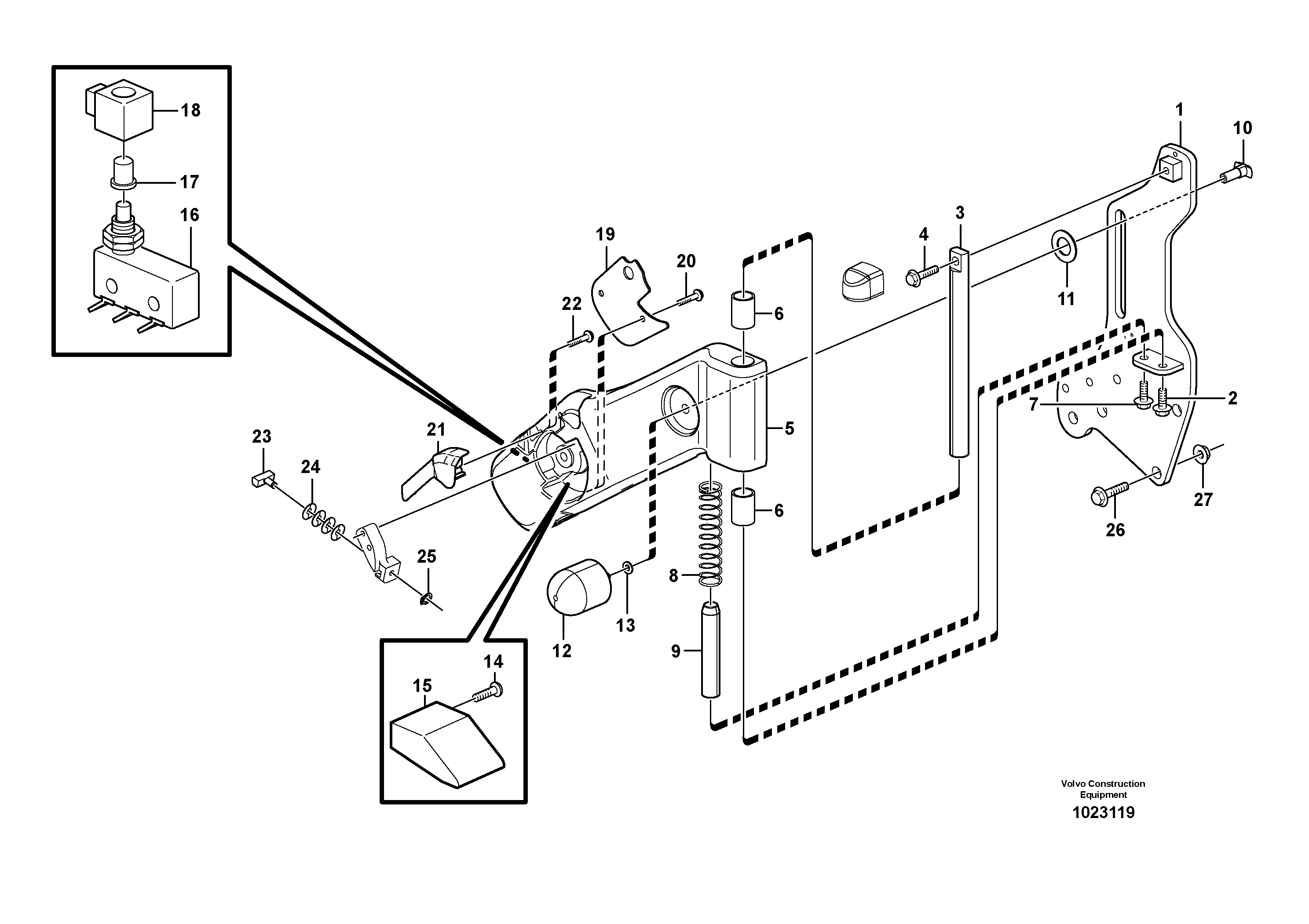 Схема запчастей Volvo L180E - 96496 Release mechanism L180E S/N 5004 - 7398 S/N 62501 - 62543 USA