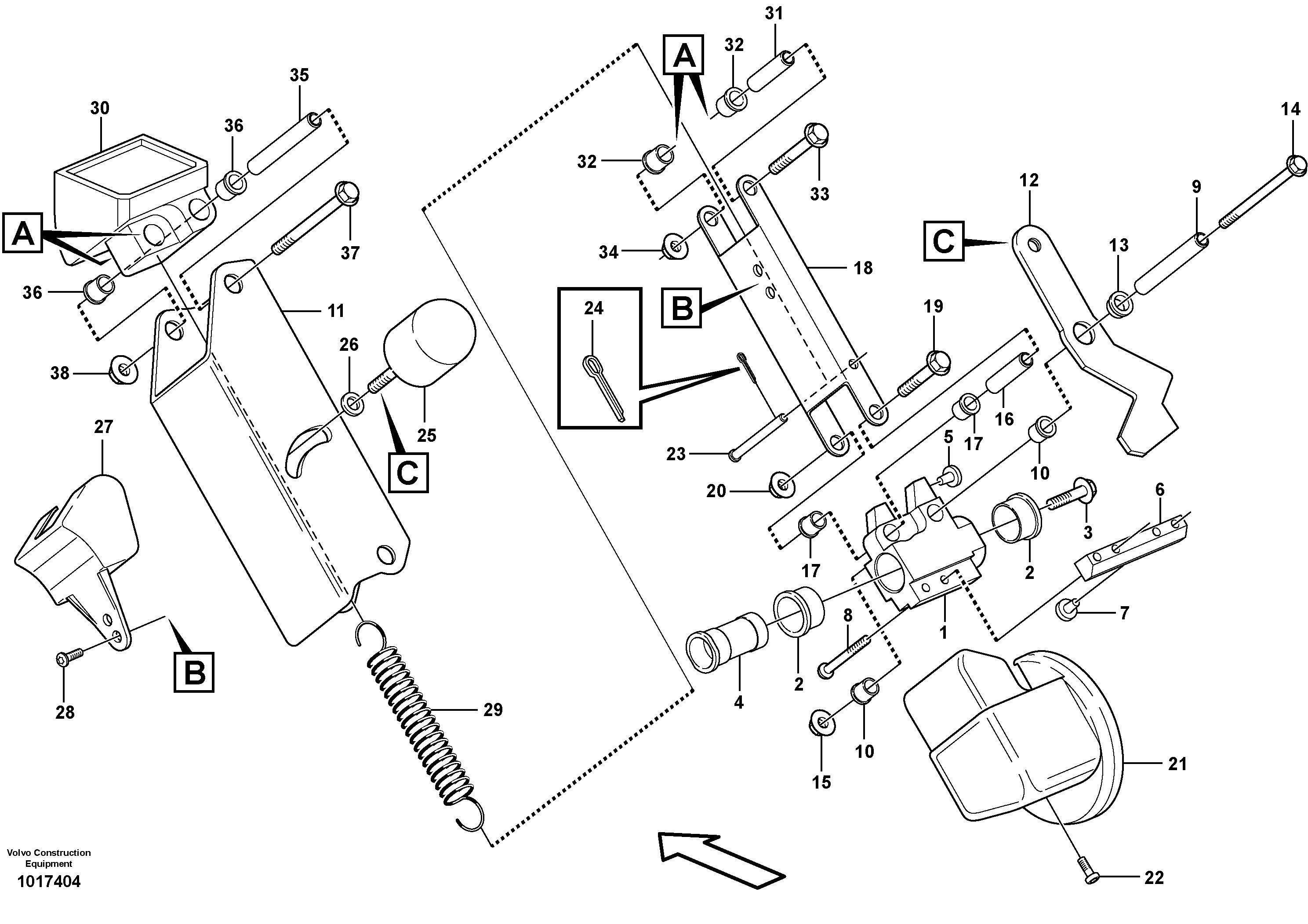 Схема запчастей Volvo L180E - 97270 Release mechanism L180E S/N 5004 - 7398 S/N 62501 - 62543 USA