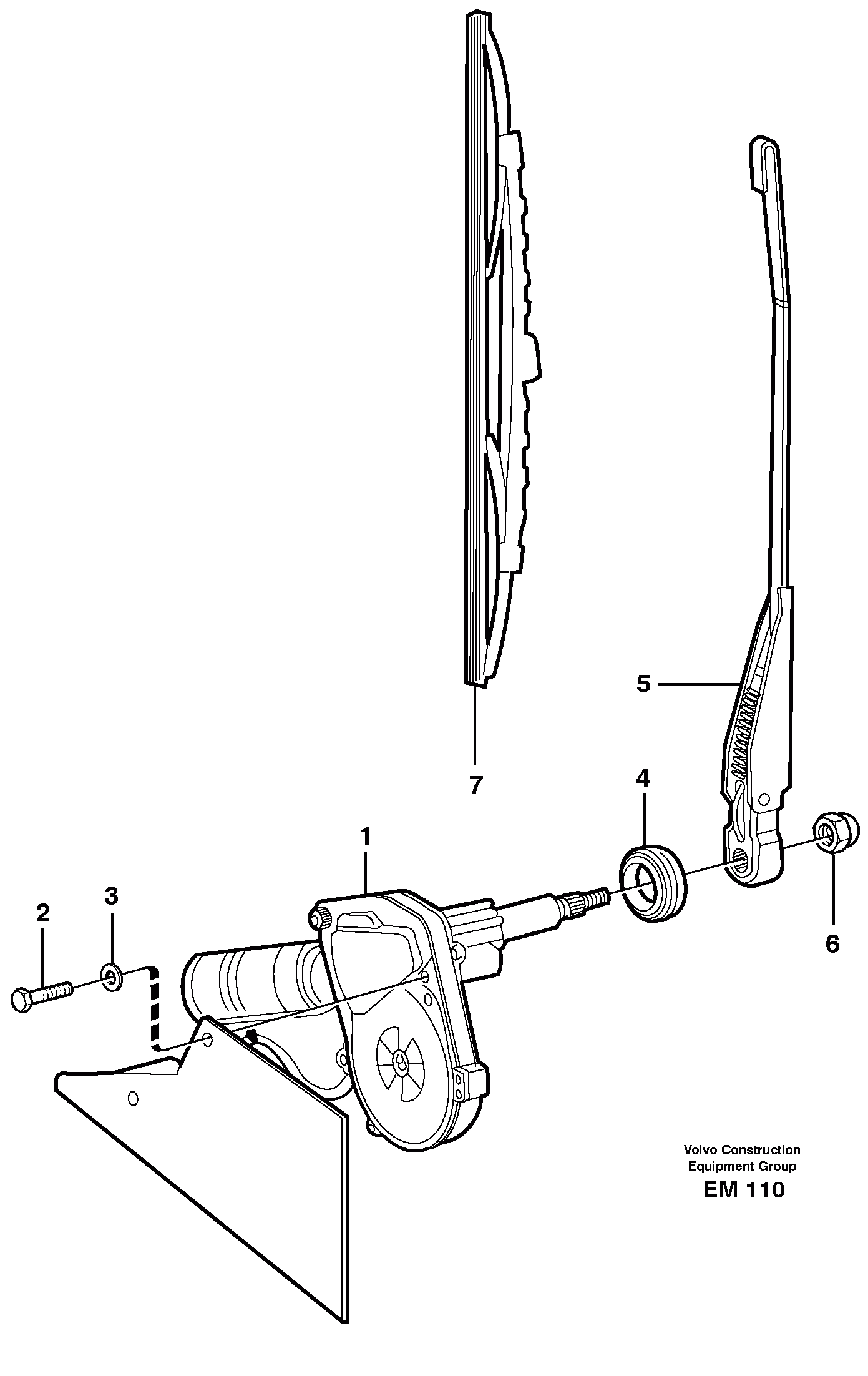 Схема запчастей Volvo L180E - 41391 Windshield wiper, rear L180E S/N 5004 - 7398 S/N 62501 - 62543 USA
