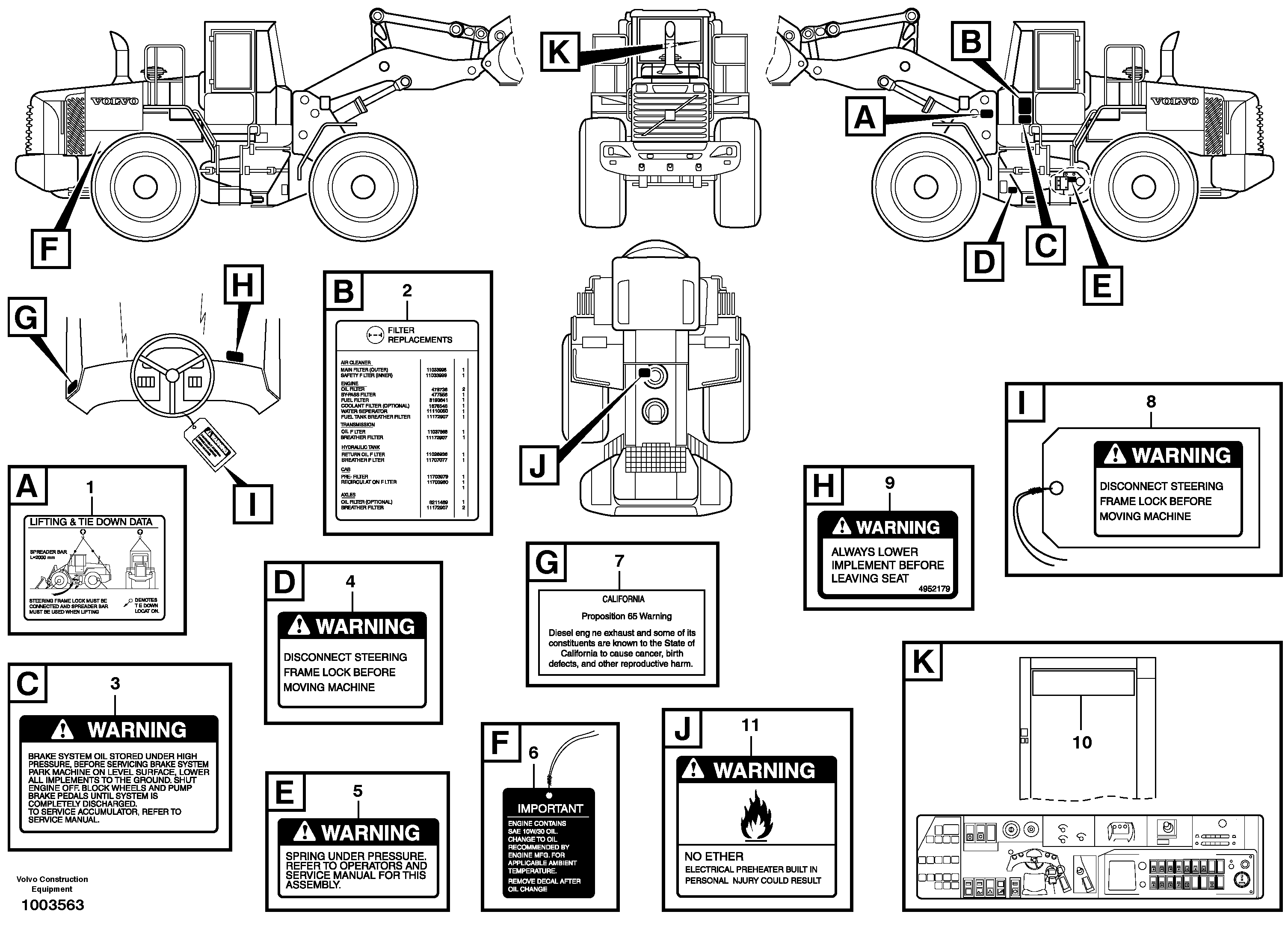 Схема запчастей Volvo L180E - 33734 Decals L180E S/N 5004 - 7398 S/N 62501 - 62543 USA