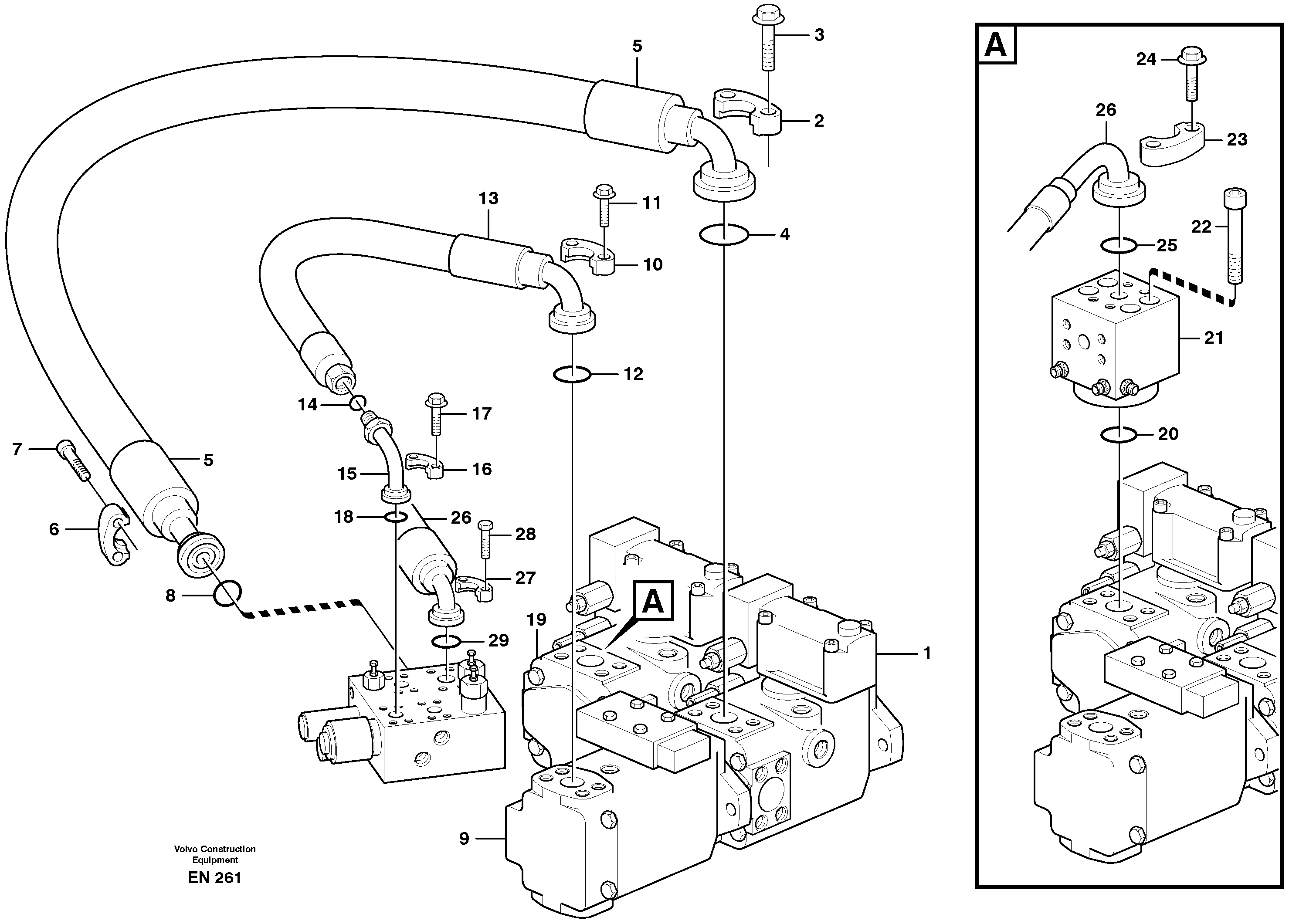 Схема запчастей Volvo L180E - 51033 Feed line, pump - central block L180E HIGH-LIFT S/N 5004 - 7398