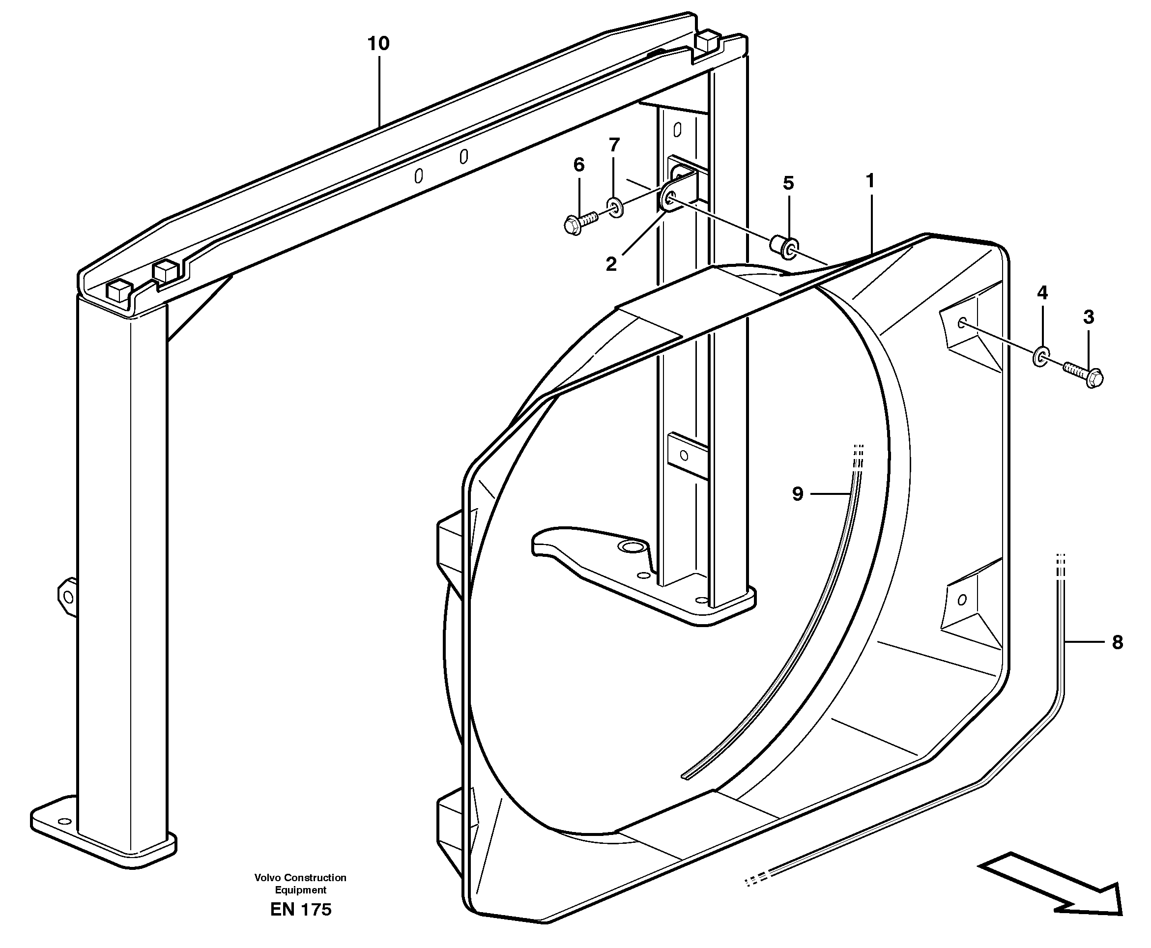 Схема запчастей Volvo L180E - 63194 Fan shroud with fitting parts L180E HIGH-LIFT S/N 5004 - 7398