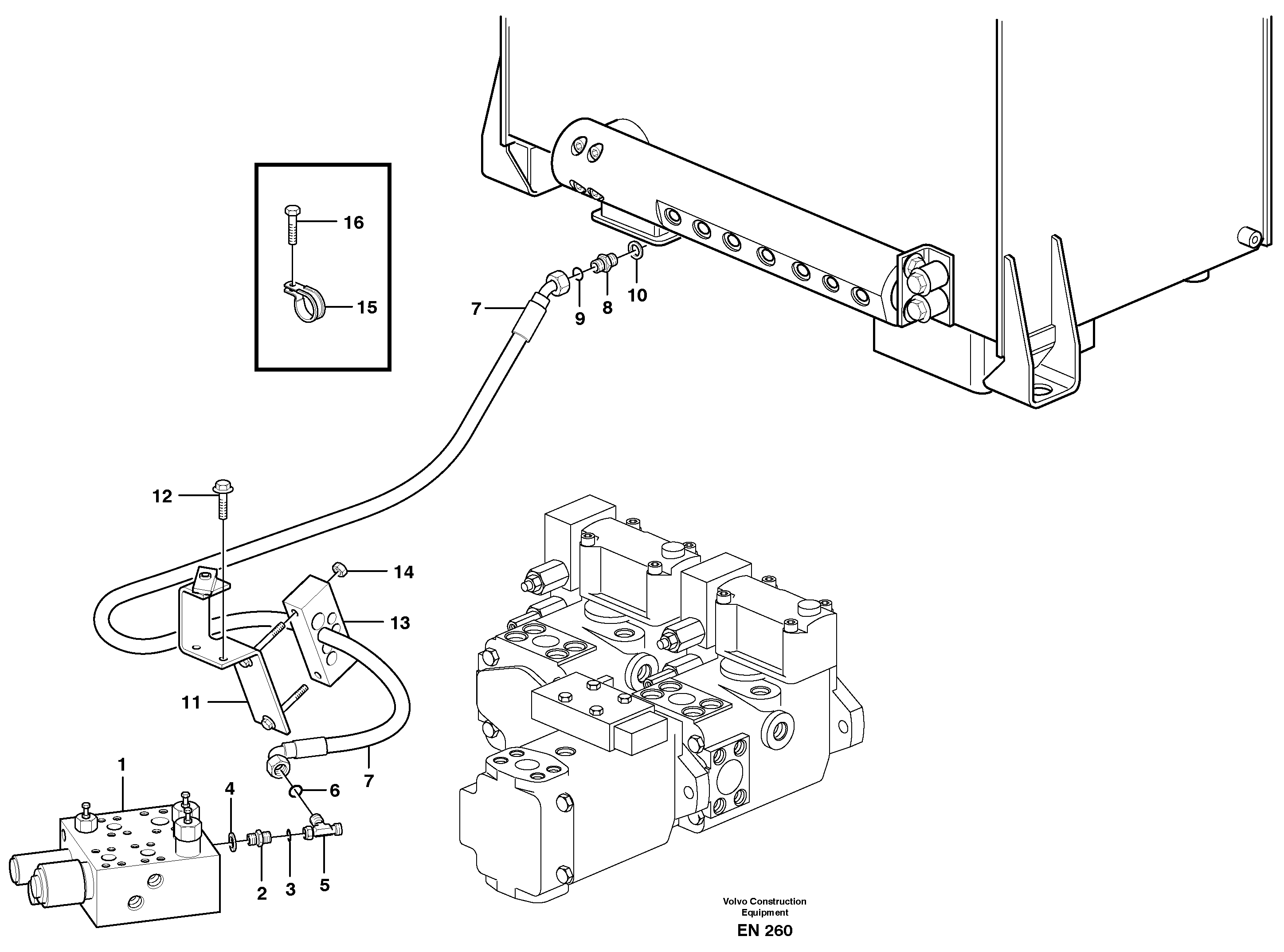 Схема запчастей Volvo L180E - 81937 Draining line, central block L180E HIGH-LIFT S/N 5004 - 7398