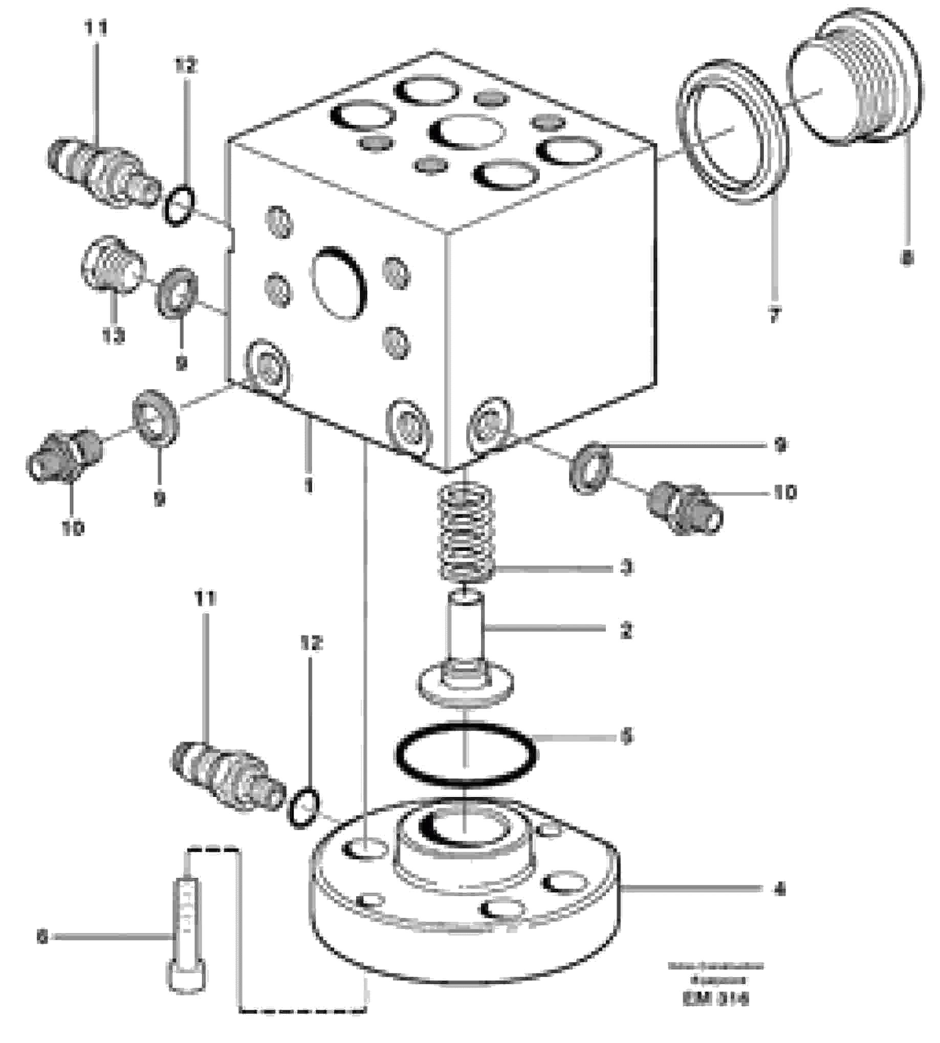 Схема запчастей Volvo L180E - 3993 Connecting block L180E S/N 5004 - 7398 S/N 62501 - 62543 USA